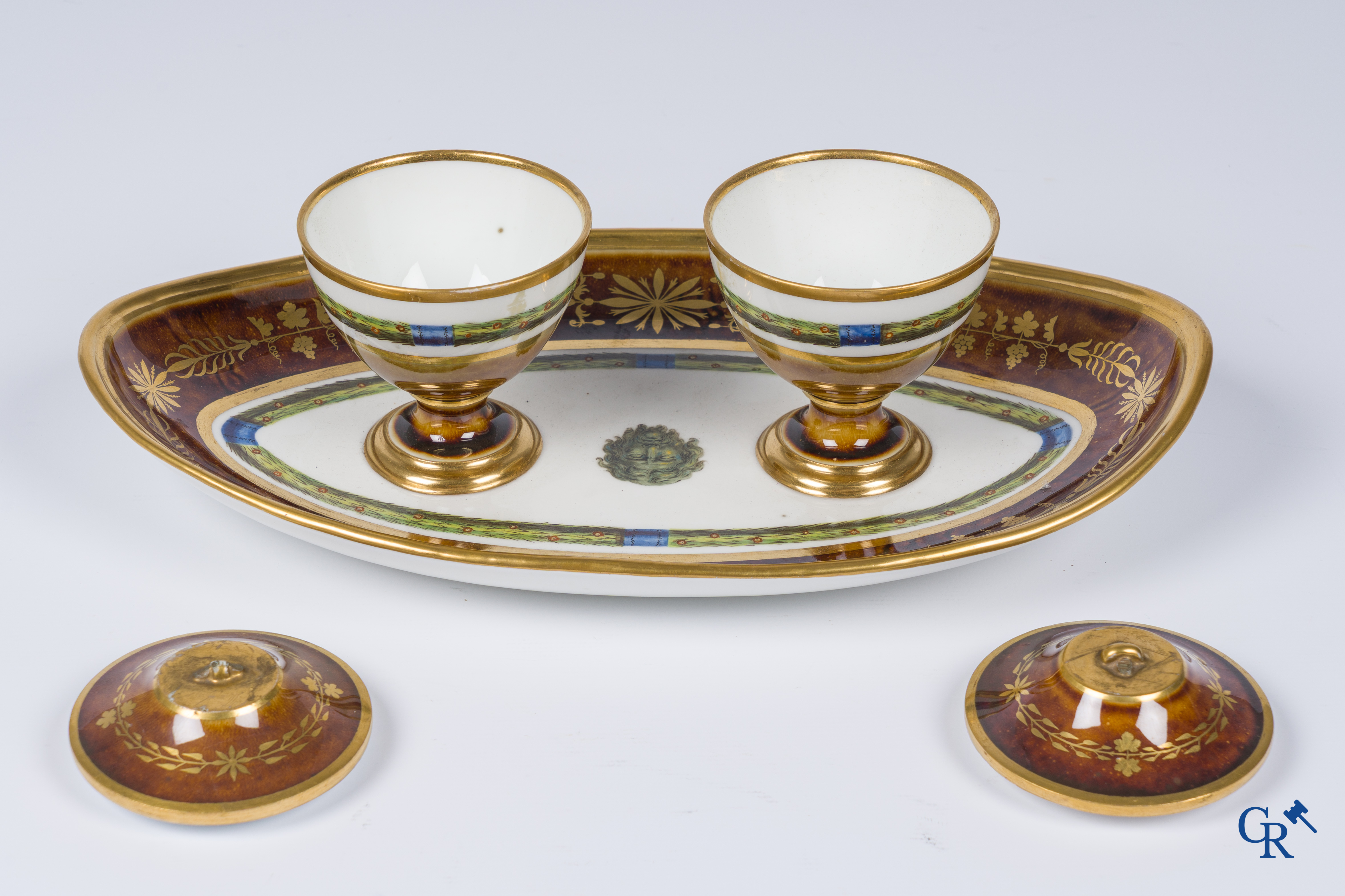 Manufacture nationale de Sèvres. Oval Sèvres tortoiseshell-ground form piece. Consulate, circa 1802.
