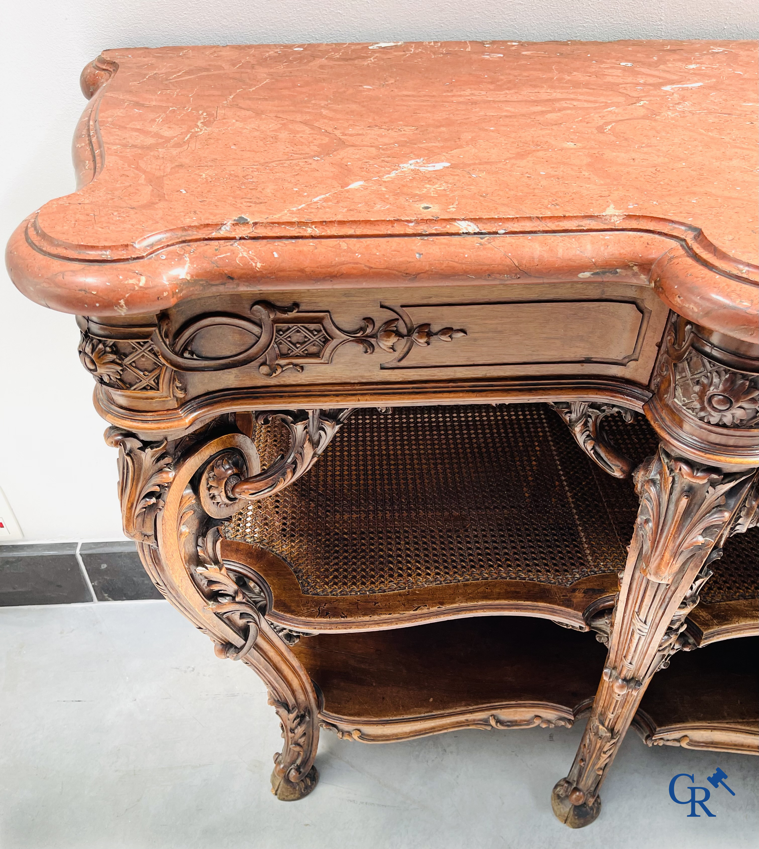 Maison Roll, 42, Rue Faubourg St. Antoine Paris. An exceptionally dessert furniture in carved walnut. LXVI style.