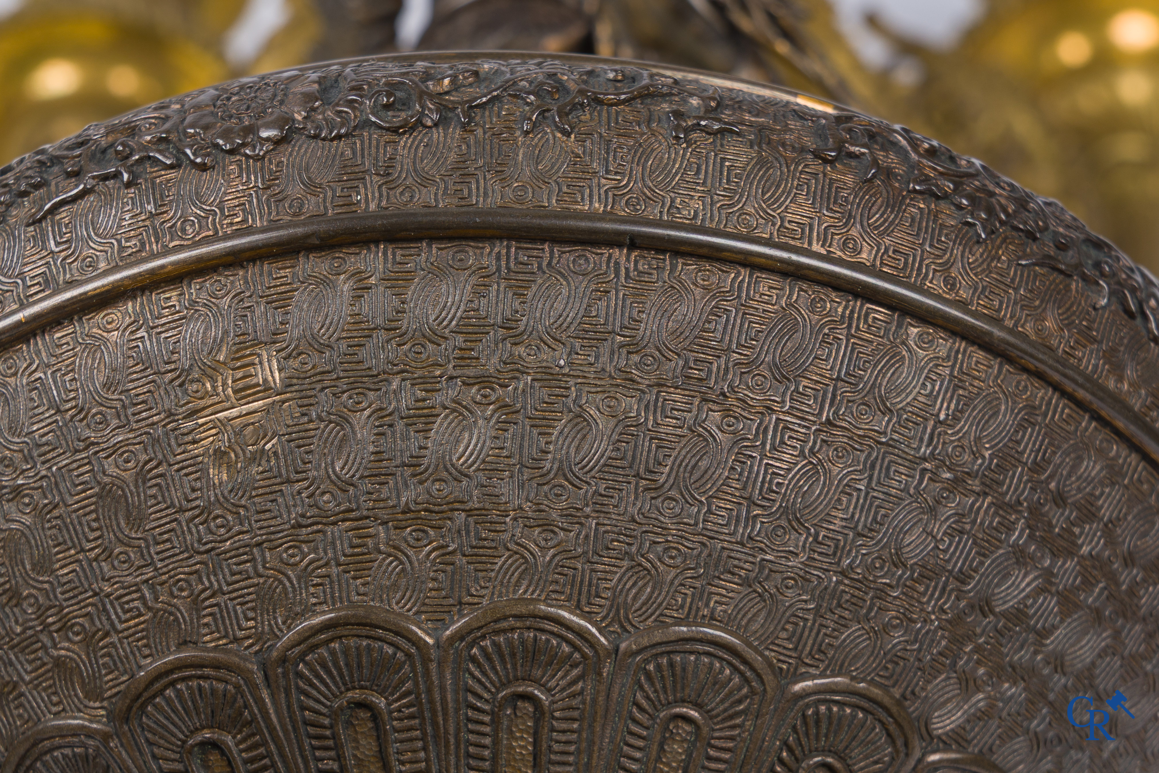 Asian Art, A pair of bronze candlesticks with finely crafted Oriental vases with dragons, circa 1880.