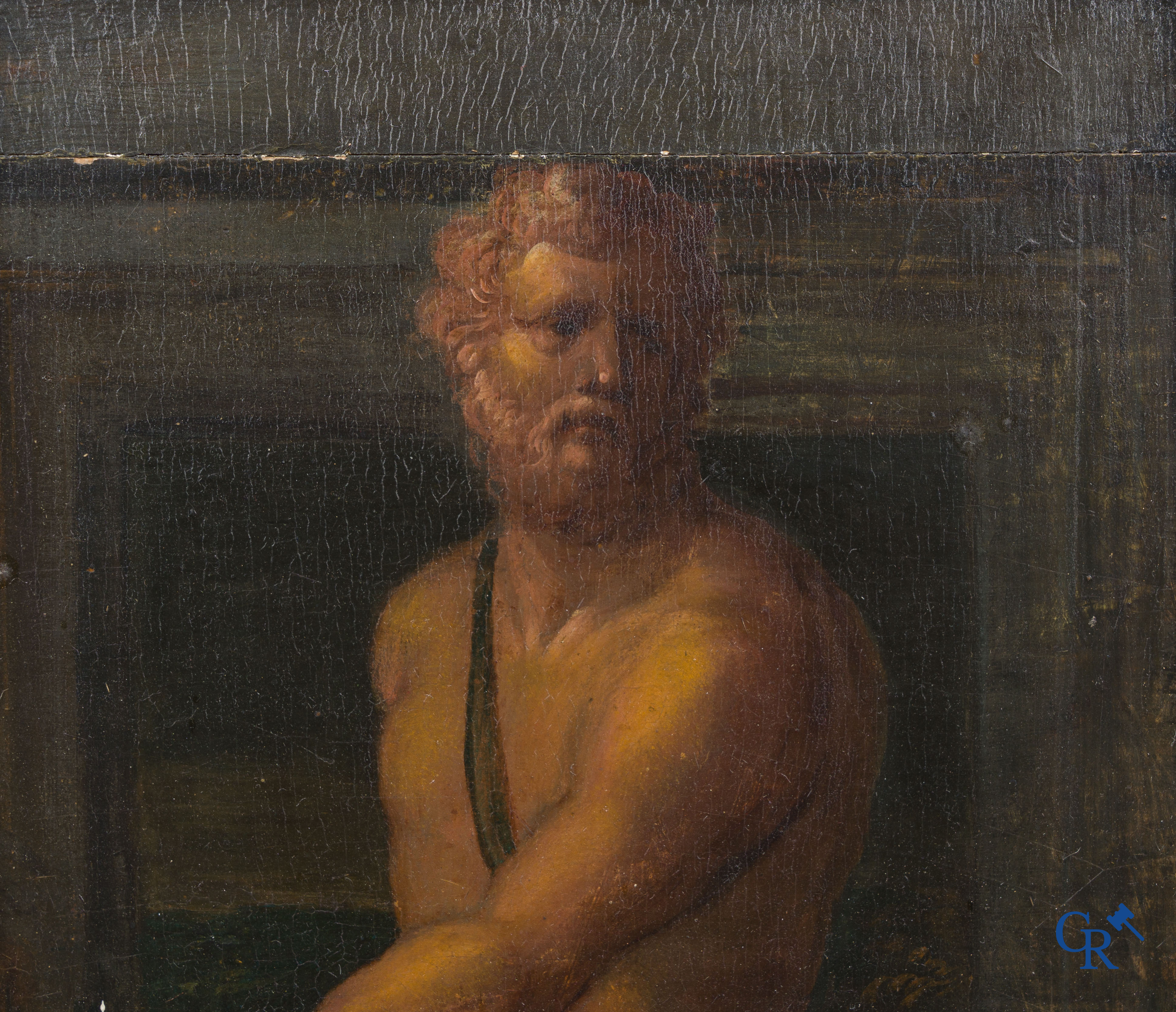 Schilderij, olie op paneel. Fragment van een groter schilderij. 17e eeuw.