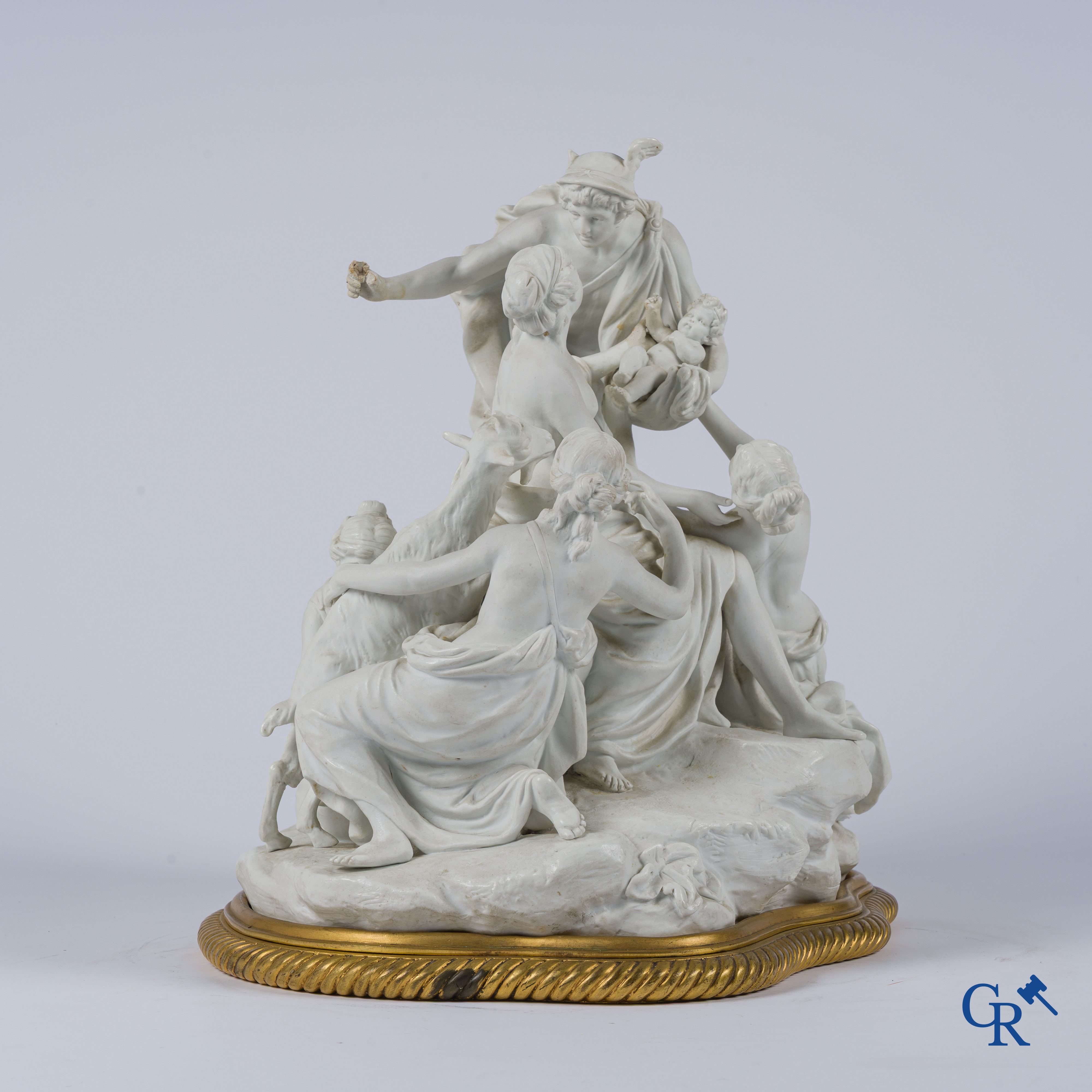 Sèvres, The Birth of Bacchus. Large group in biscuit porcelain on a bronze pedestal. Late 18th, early 19th century.