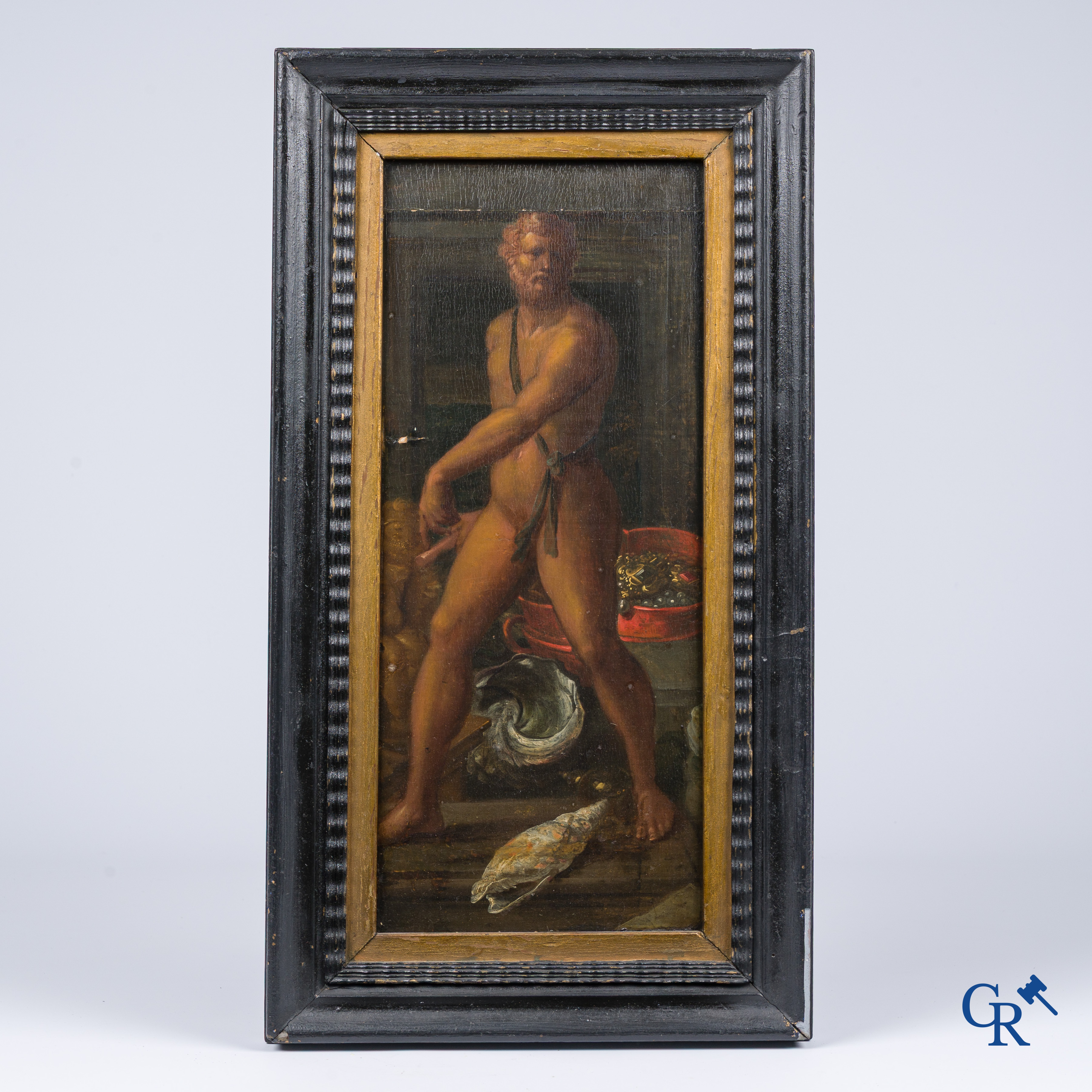 Schilderij, olie op paneel. Fragment van een groter schilderij. 17e eeuw.