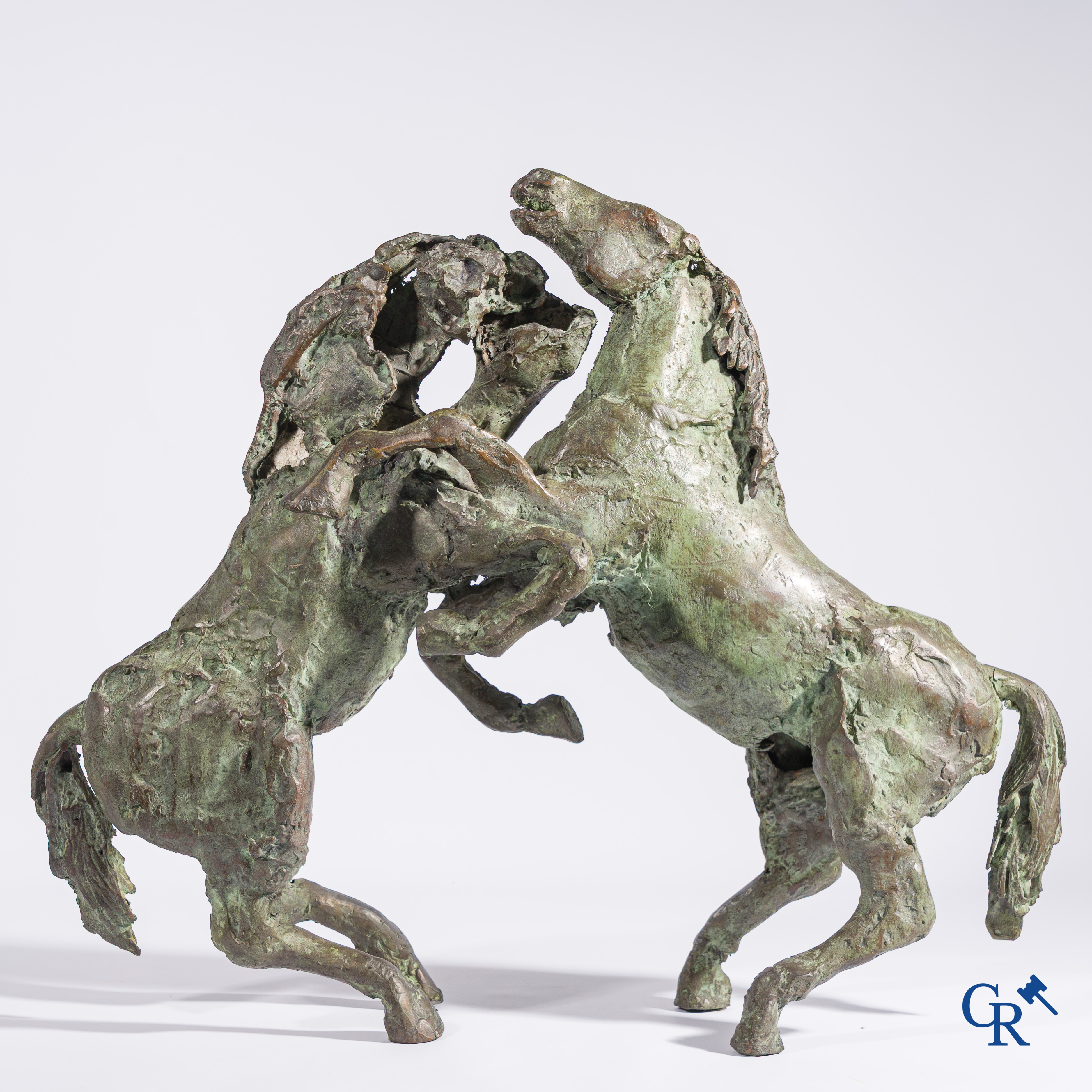 Jan Desmarets (1961) Bronze. 2 prancing horses, épreuve d'artiste. Signed, dated 1998 and numbered EA II/IV.