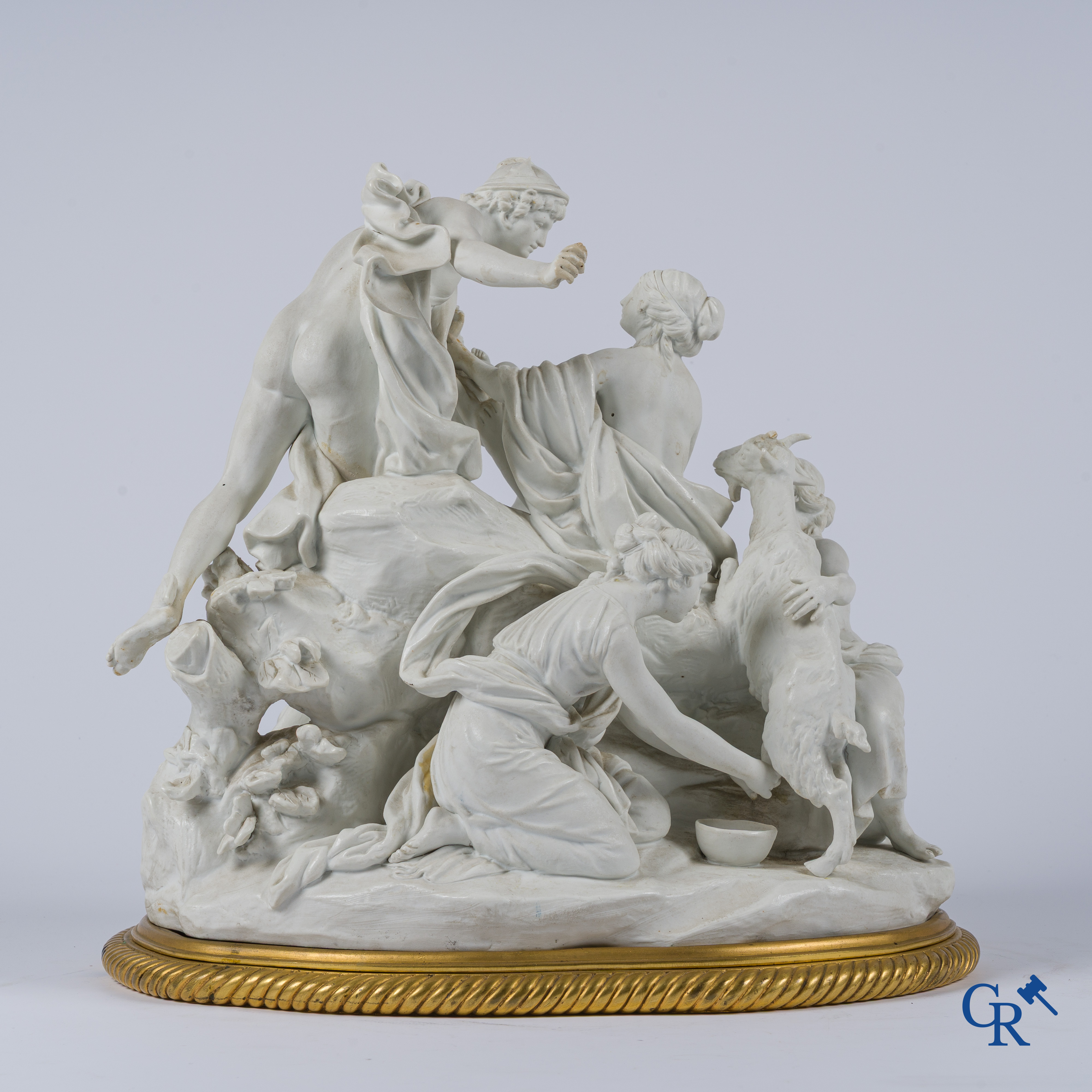 Sèvres, The Birth of Bacchus. Large group in biscuit porcelain on a bronze pedestal. Late 18th, early 19th century.