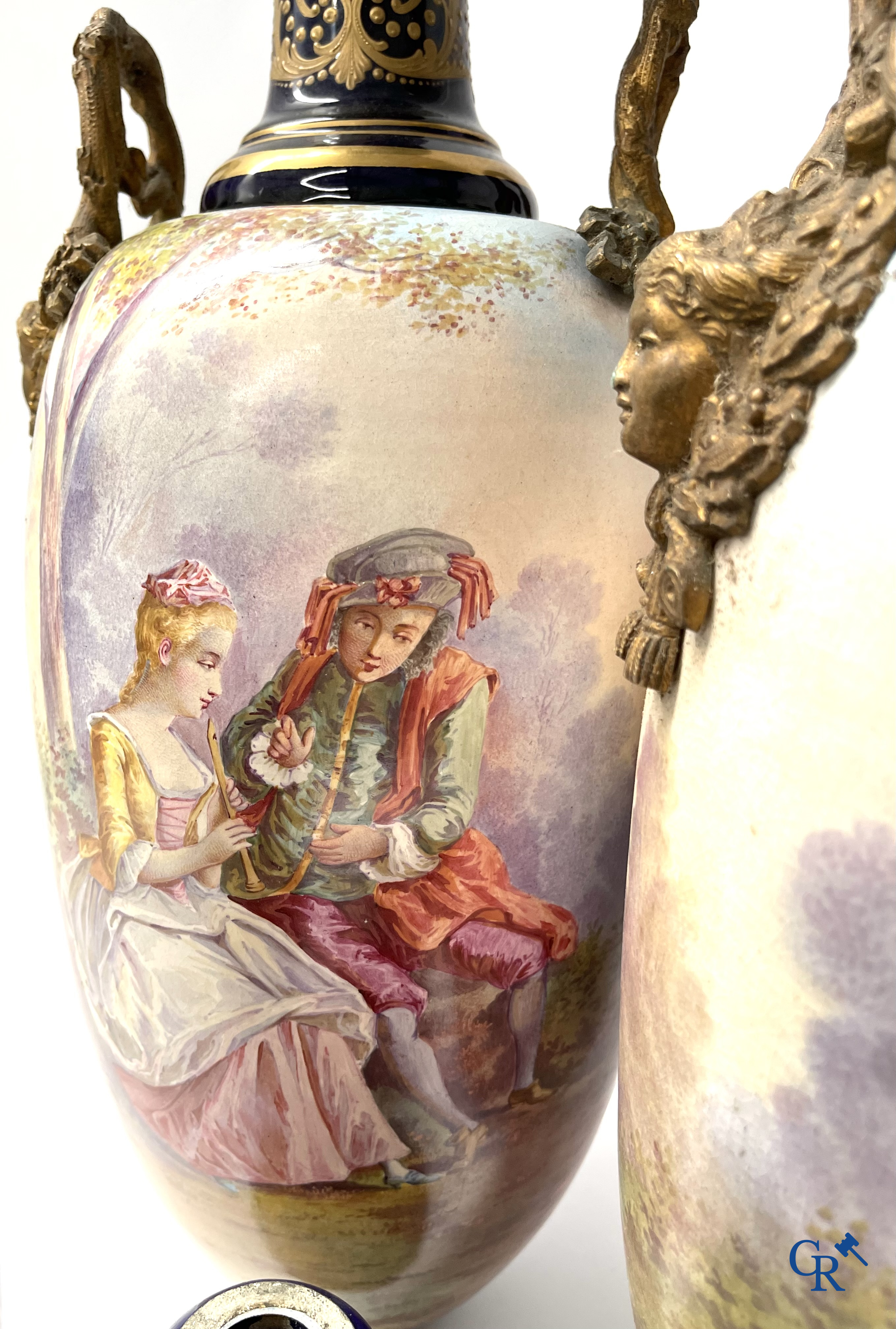 Sèvres, a large lot of Sèvres porcelain with bronze frames. Not mounted. Circa 1900.