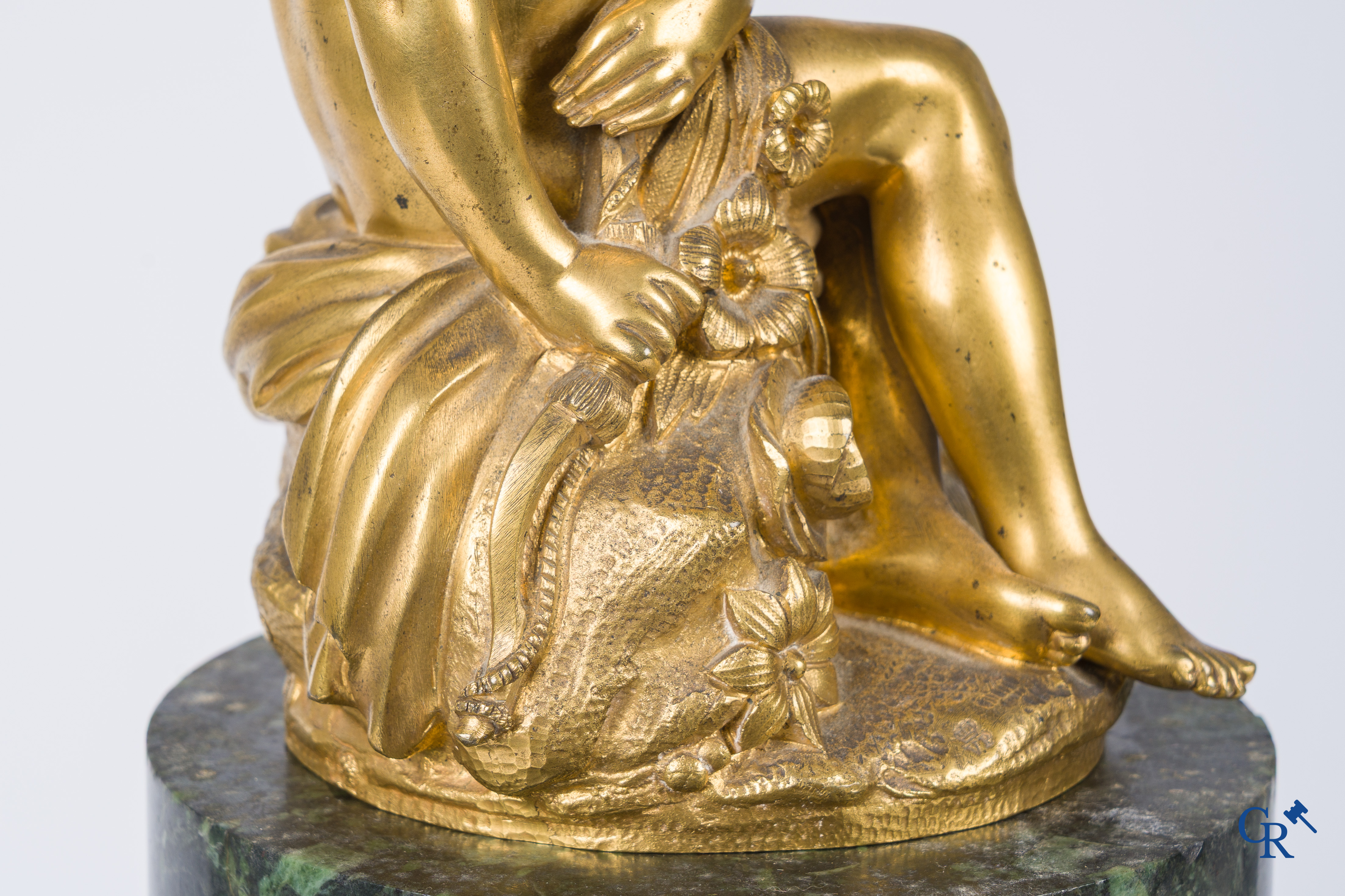 Victor Paillard. Pendule à Cercles Tournantes. Pendulum in green marble and gilded bronze. Circa 1860.