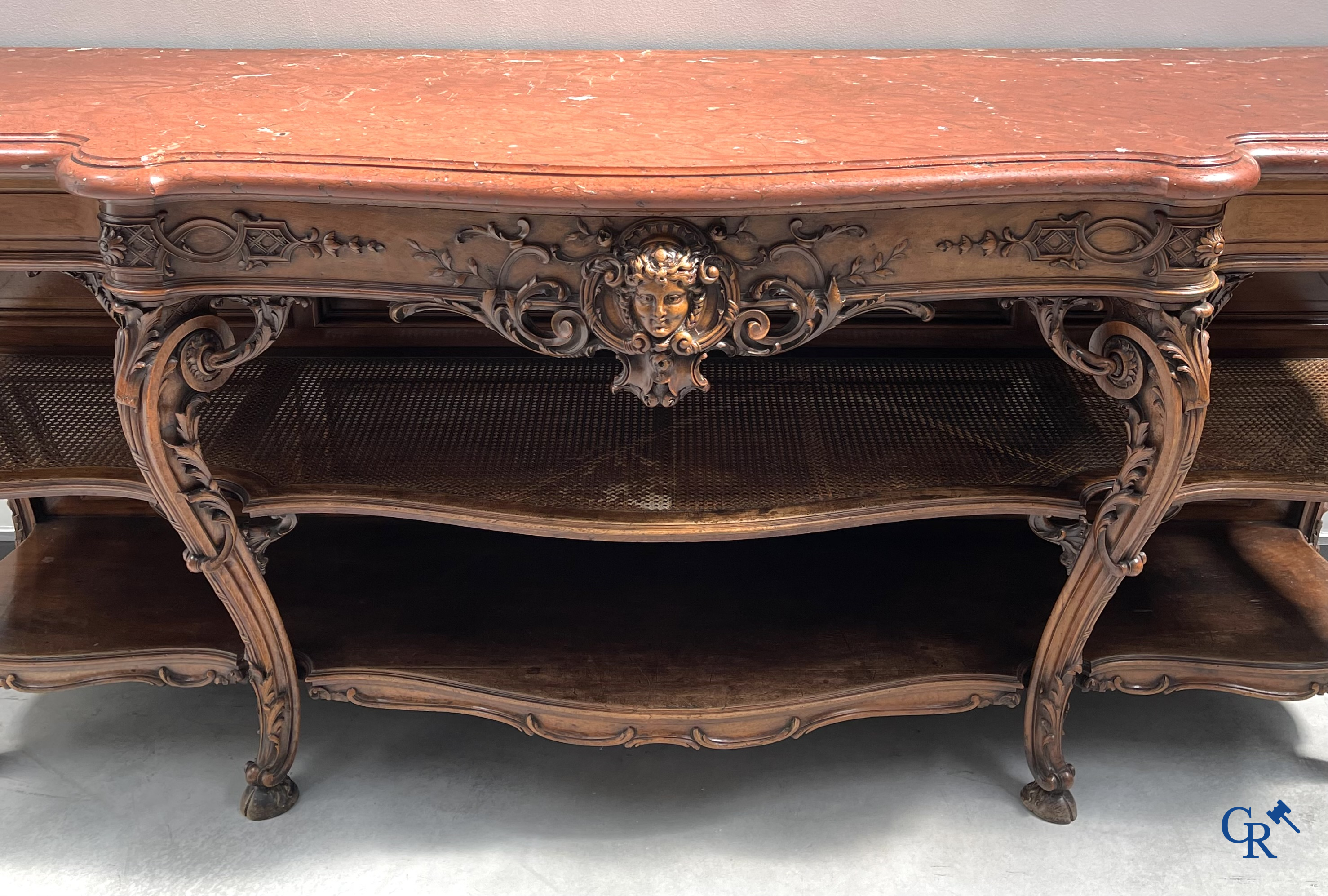 Maison Roll, 42, Rue Faubourg St. Antoine Paris. An exceptionally dessert furniture in carved walnut. LXVI style.