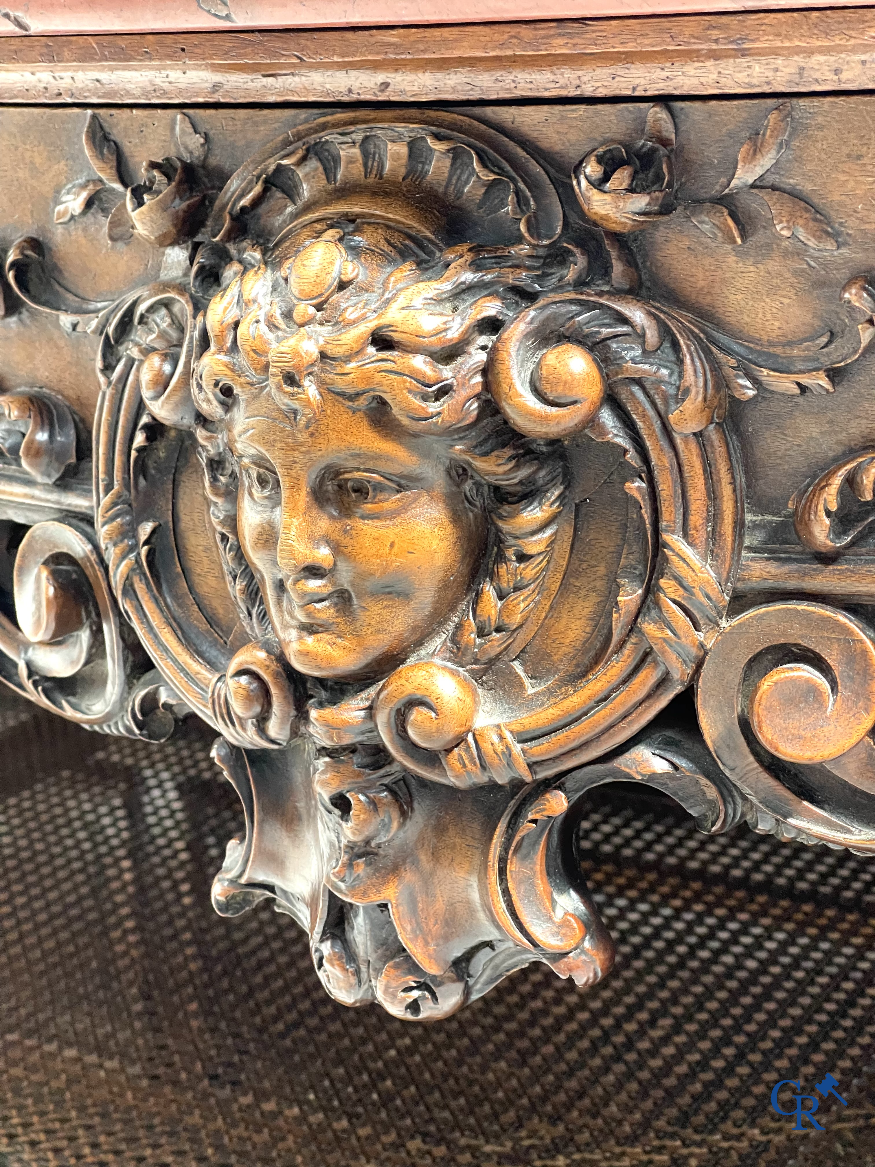 Maison Roll, 42, Rue Faubourg St. Antoine Paris. An exceptionally dessert furniture in carved walnut. LXVI style.