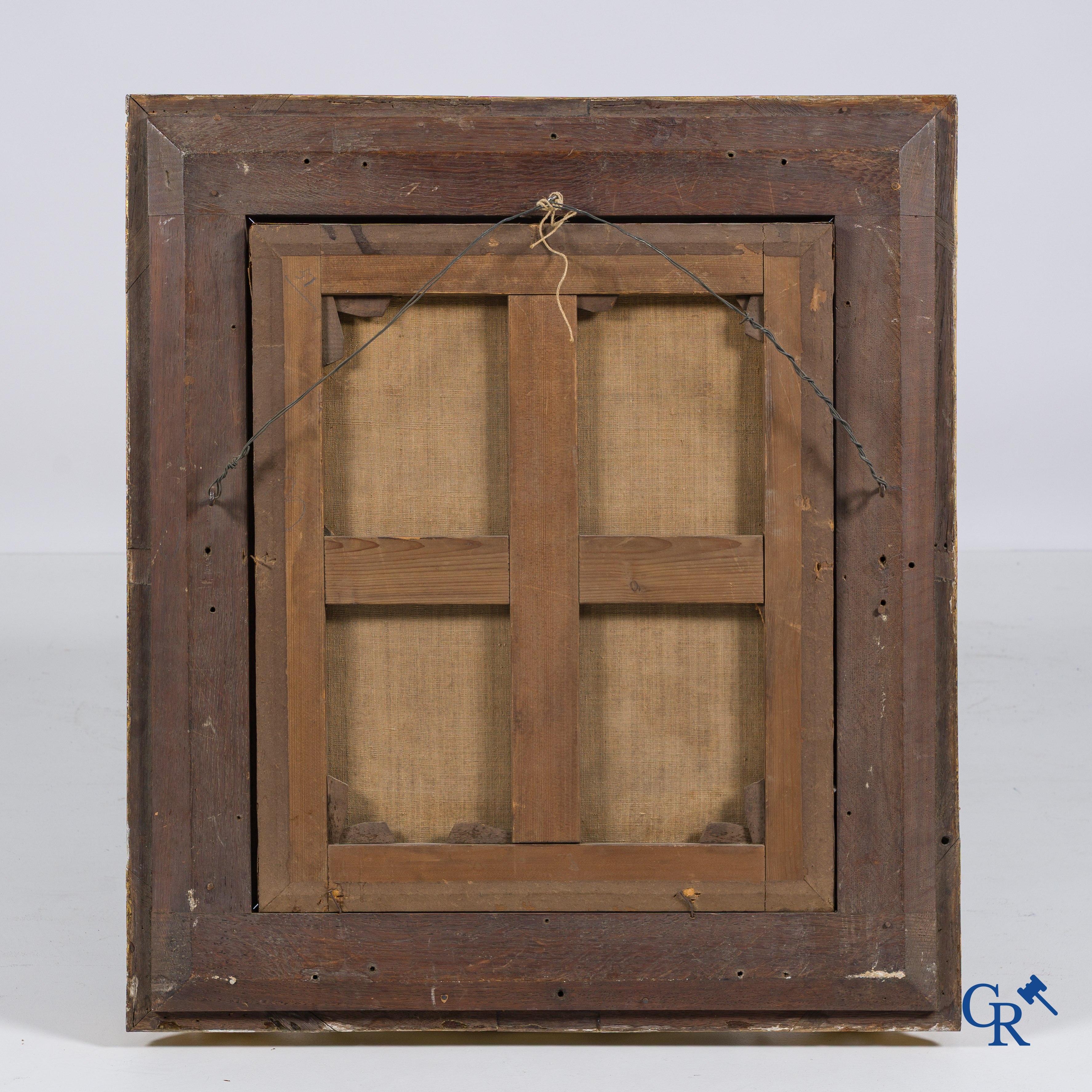 Painting, French school, portrait of a resting lady with hat. Oil on canvas. 19th century.
