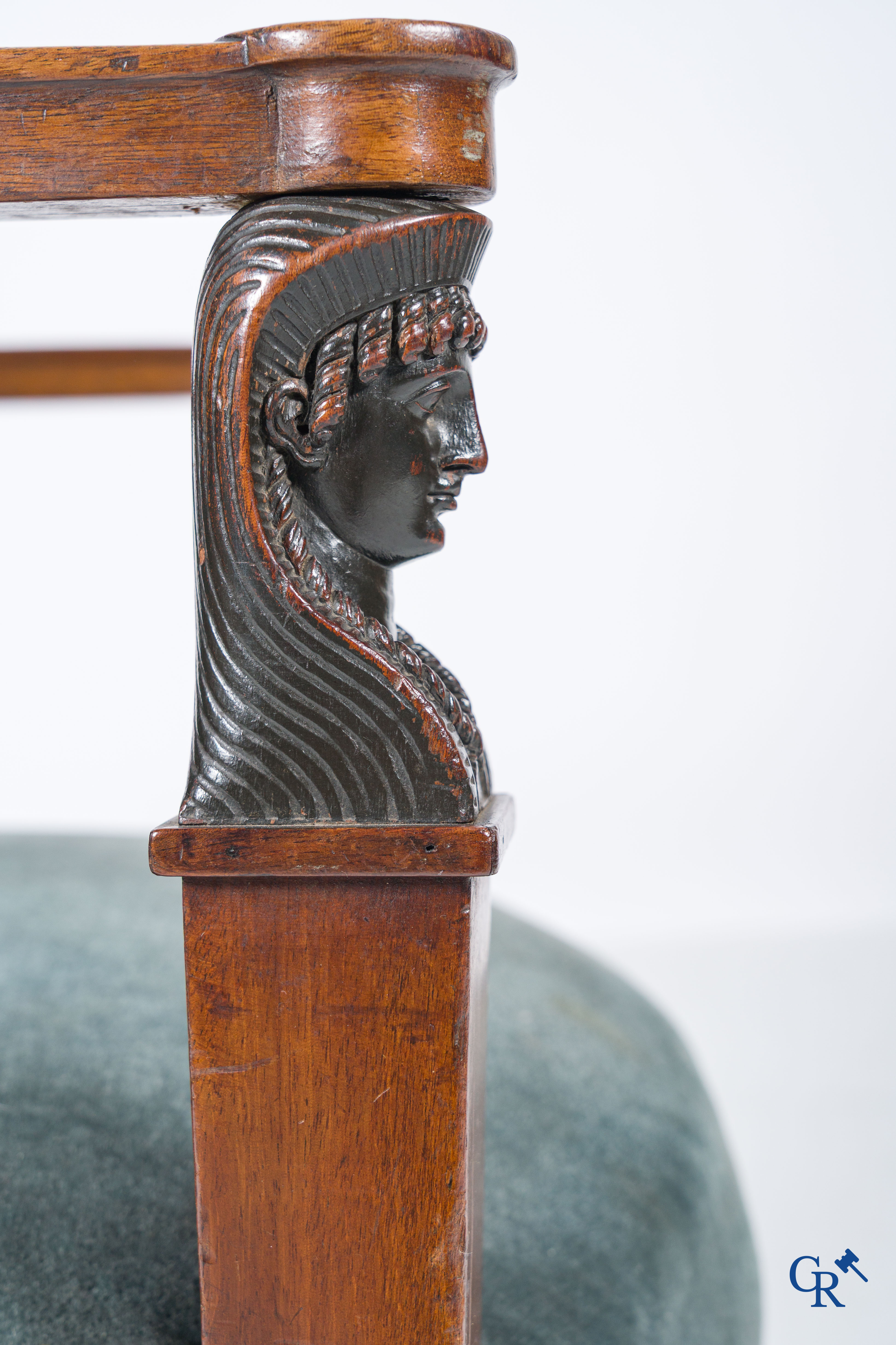 Empire. An office chair in mahogany, Retour d'Egypt style. Empire period, circa 1815.