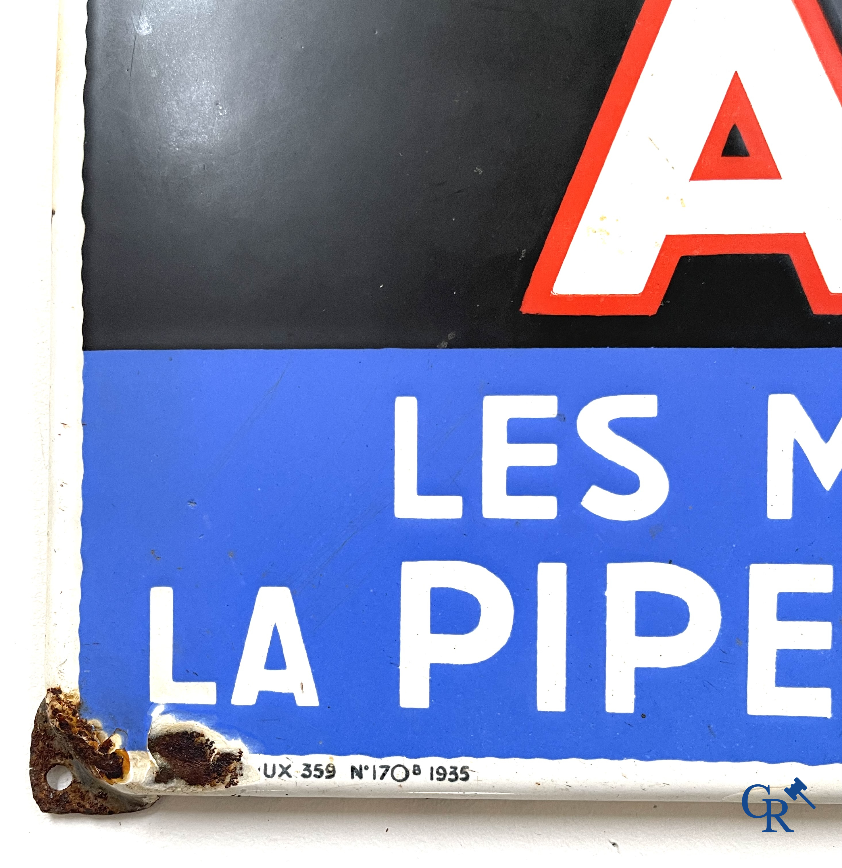 Tabacs Ajja, Enamel advertising sign for tobacco products Ajja. 