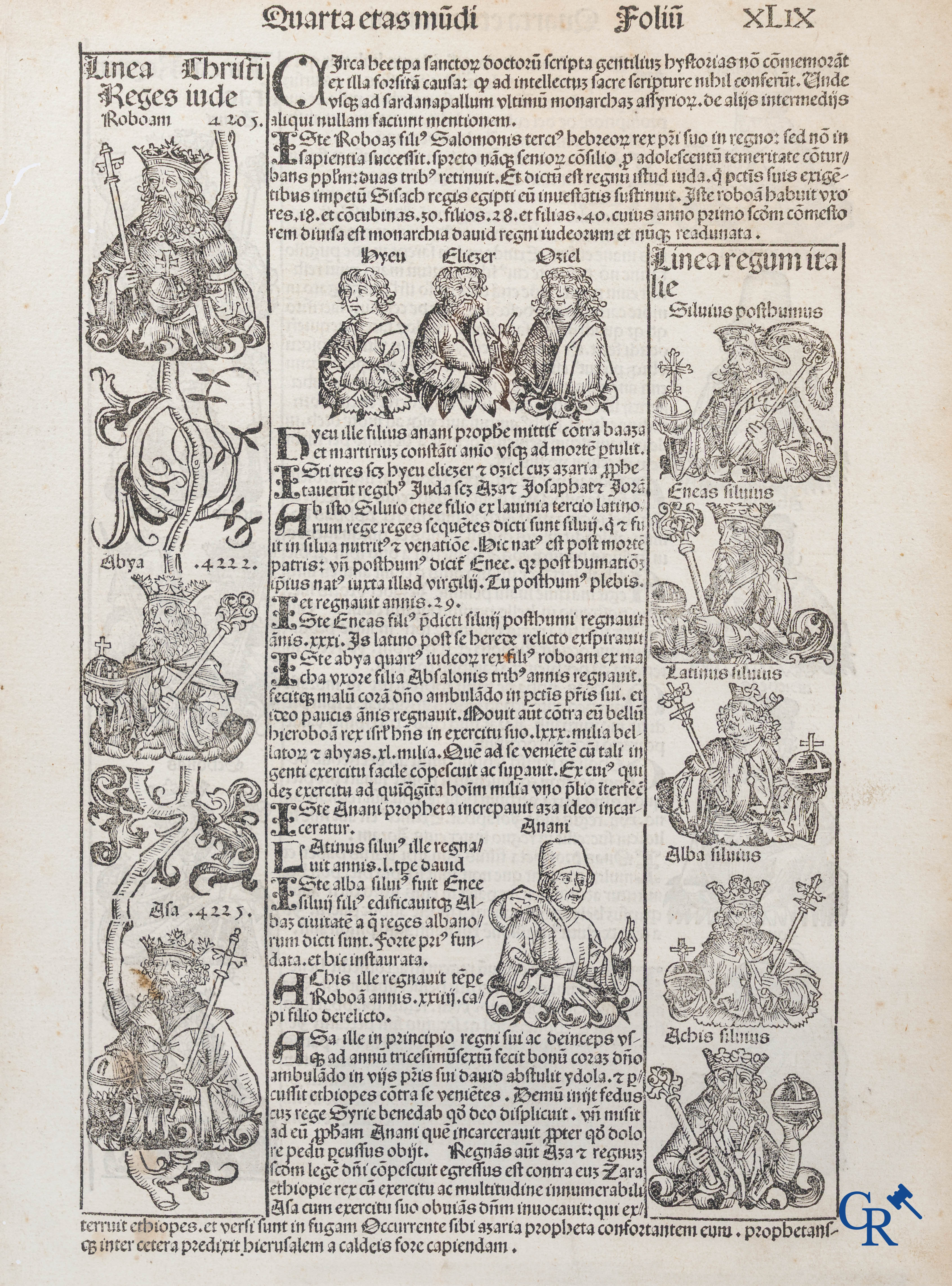 Hartmann Schedel (1440-1514), ingekaderde pagina uit de Nuremberg Chronicle.