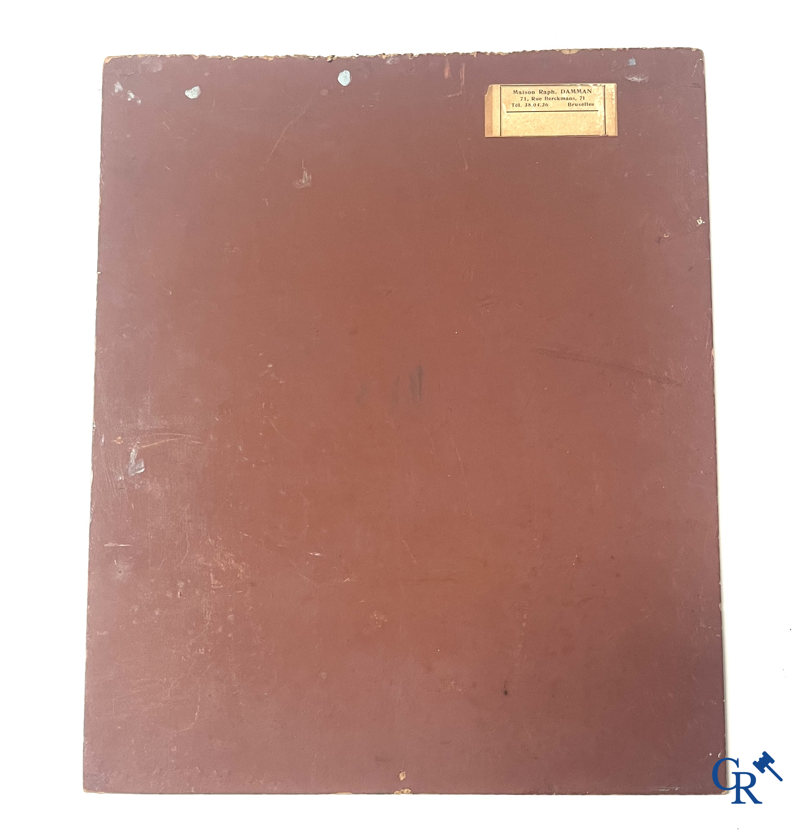 A nice lot of brocante, carafe with silver mounts, painting, wooden bust, old photo, etc.