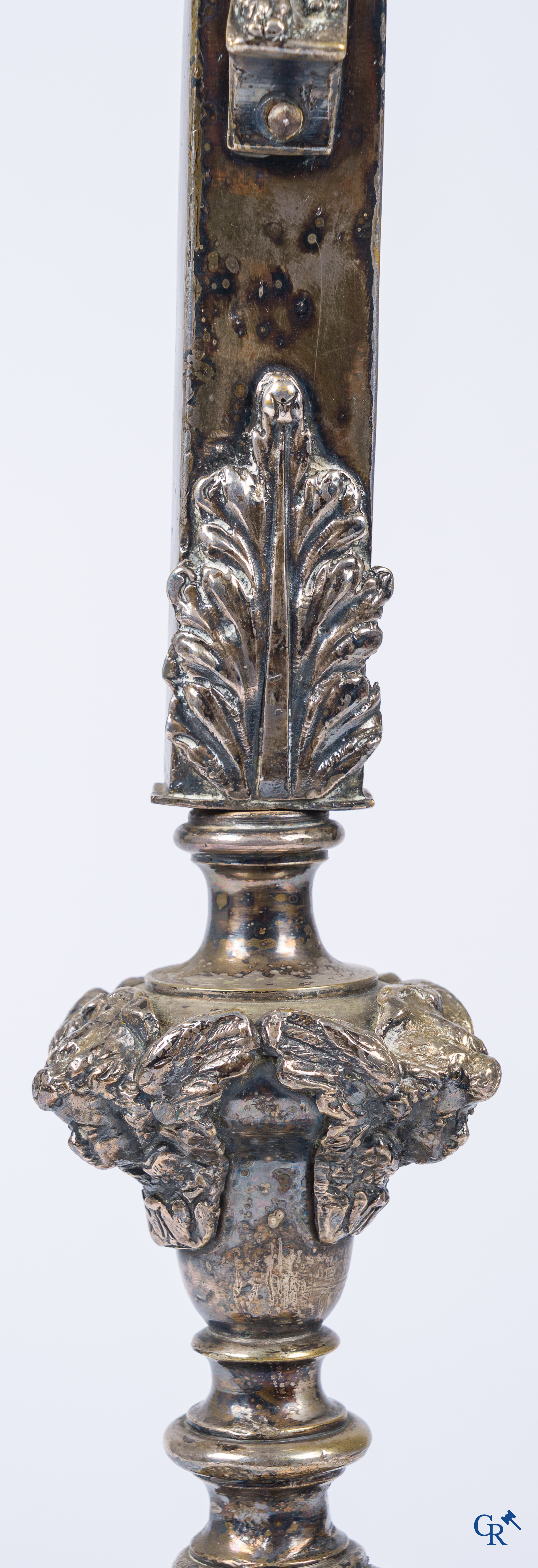 Religious objects. A large silver-plated bronze crucifix. Baroque, 17th-18th century.