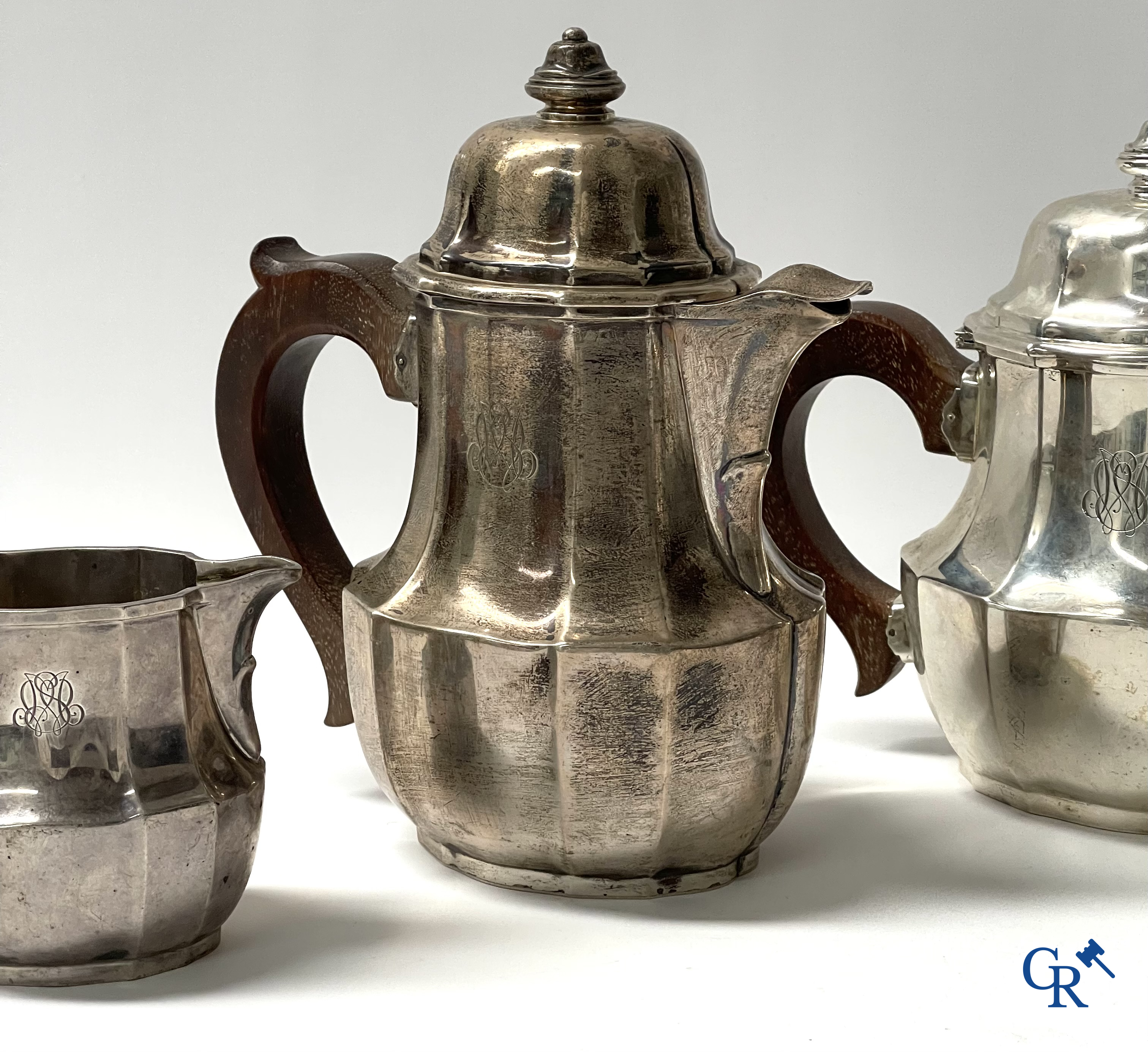 Tétard Frères, Paris. Part of a coffee and tea set in silver. Minerva head and Tétard hall marks.