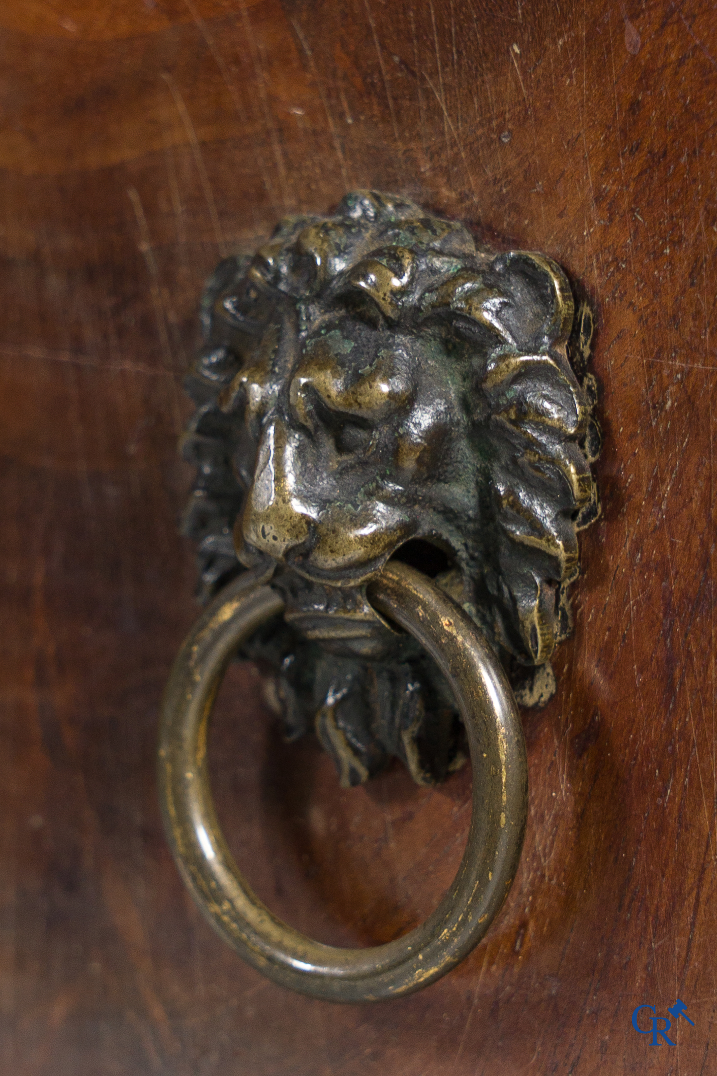 Chapuis, a mahogany wooden men's dressing table and ladies' dressing table with chiseled bronzes. Empire, circa 1810.