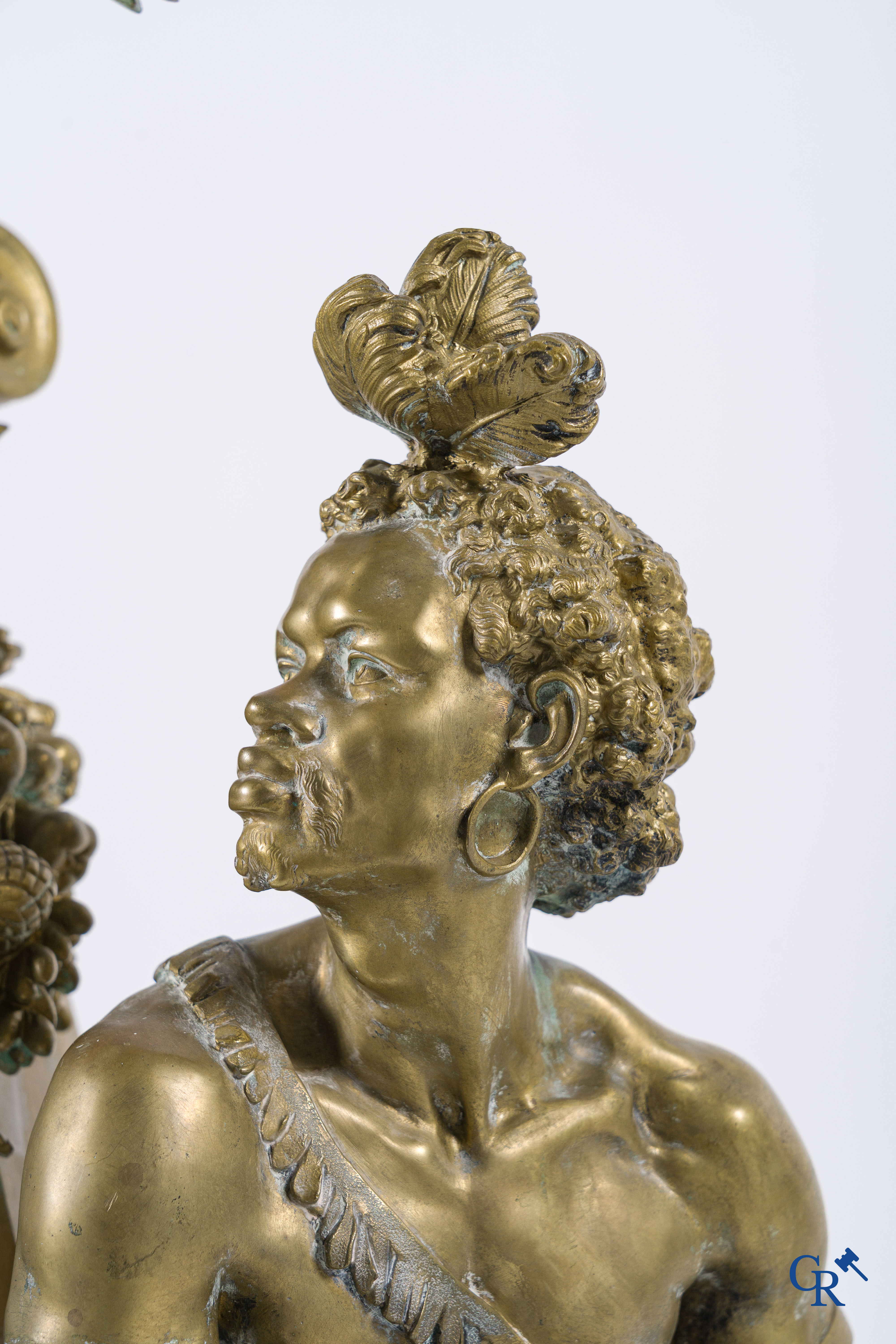 Frédéric-Eugène Piat and Samuel Marti. Exceptional pendulum in bronze with Nubian figures. Circa 1860-1870.