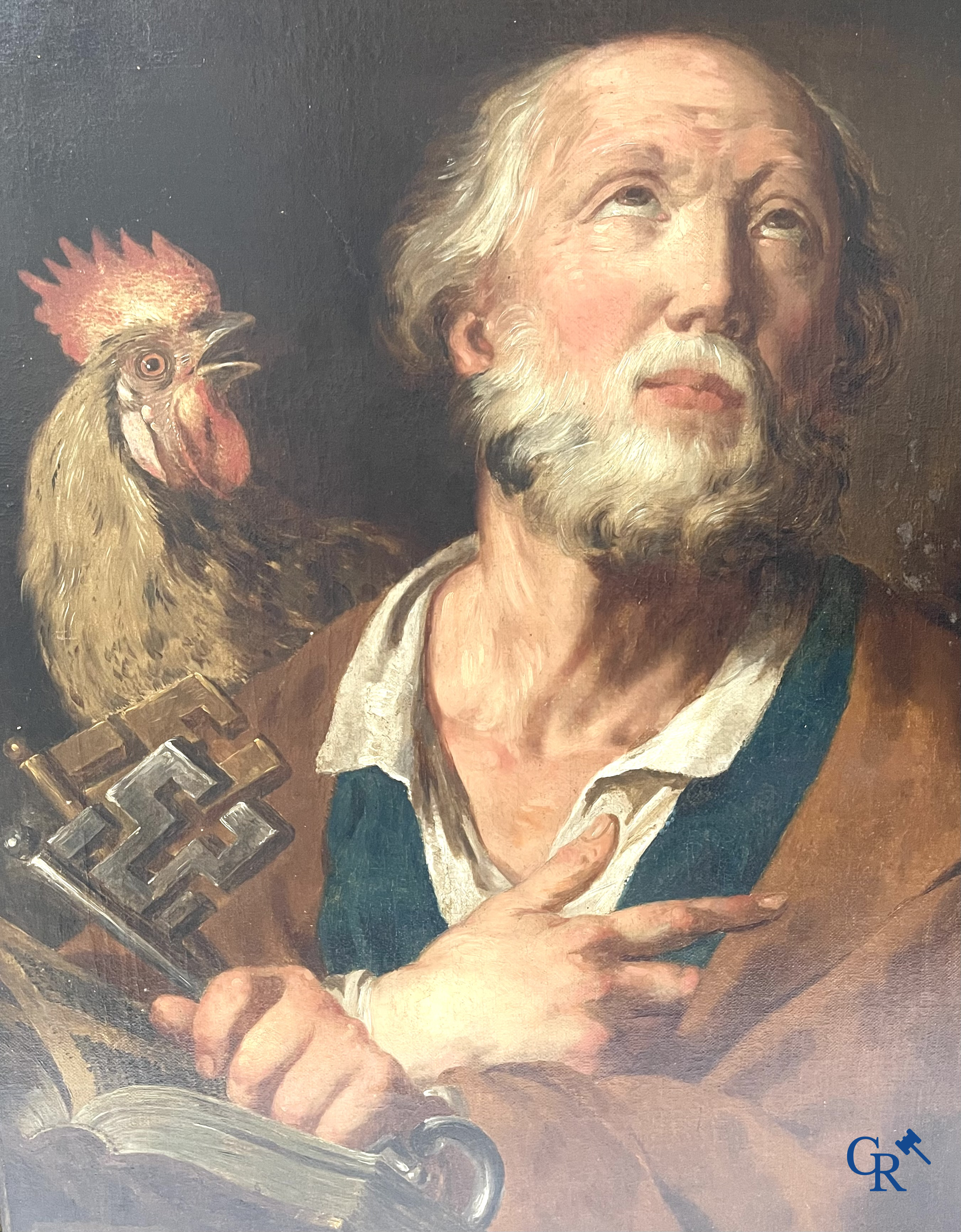 Pierre Joseph Verhaghen (1728-1811) Saint Peter with the cock. Oil on canvas. Signed P.J. Verhaghen fecit 1802.