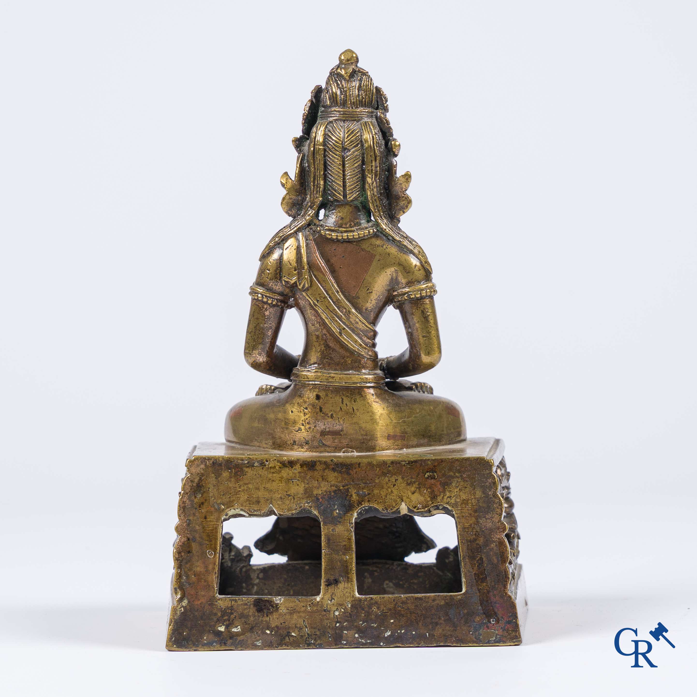 Asian Art, A Sino-Tibetan gilded bronze figure of Buddha Amitayes.