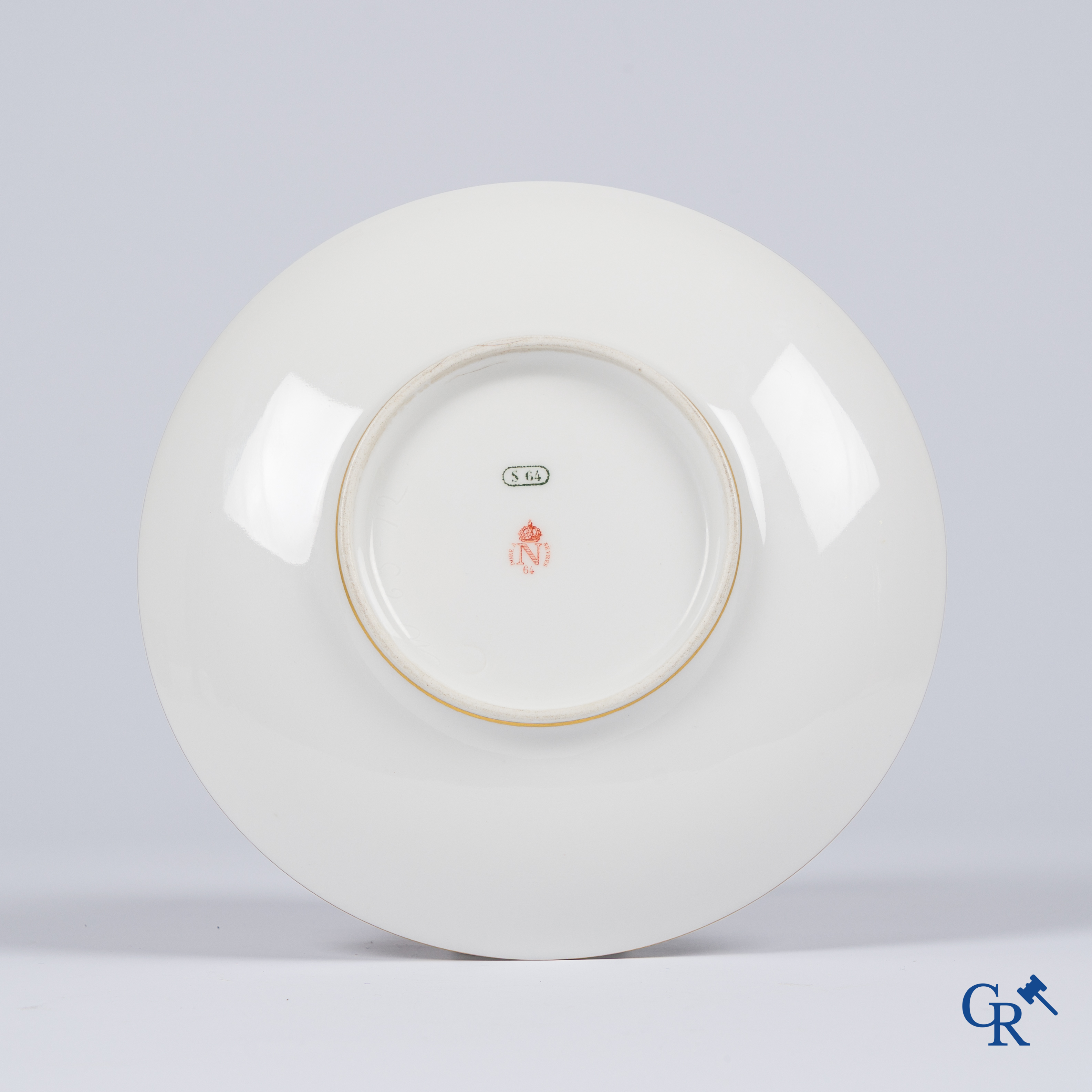 Sèvres, Napoléon III. Large cup and saucer, a small sugar pot attached. Marked and dated 1861, '64 and '67.