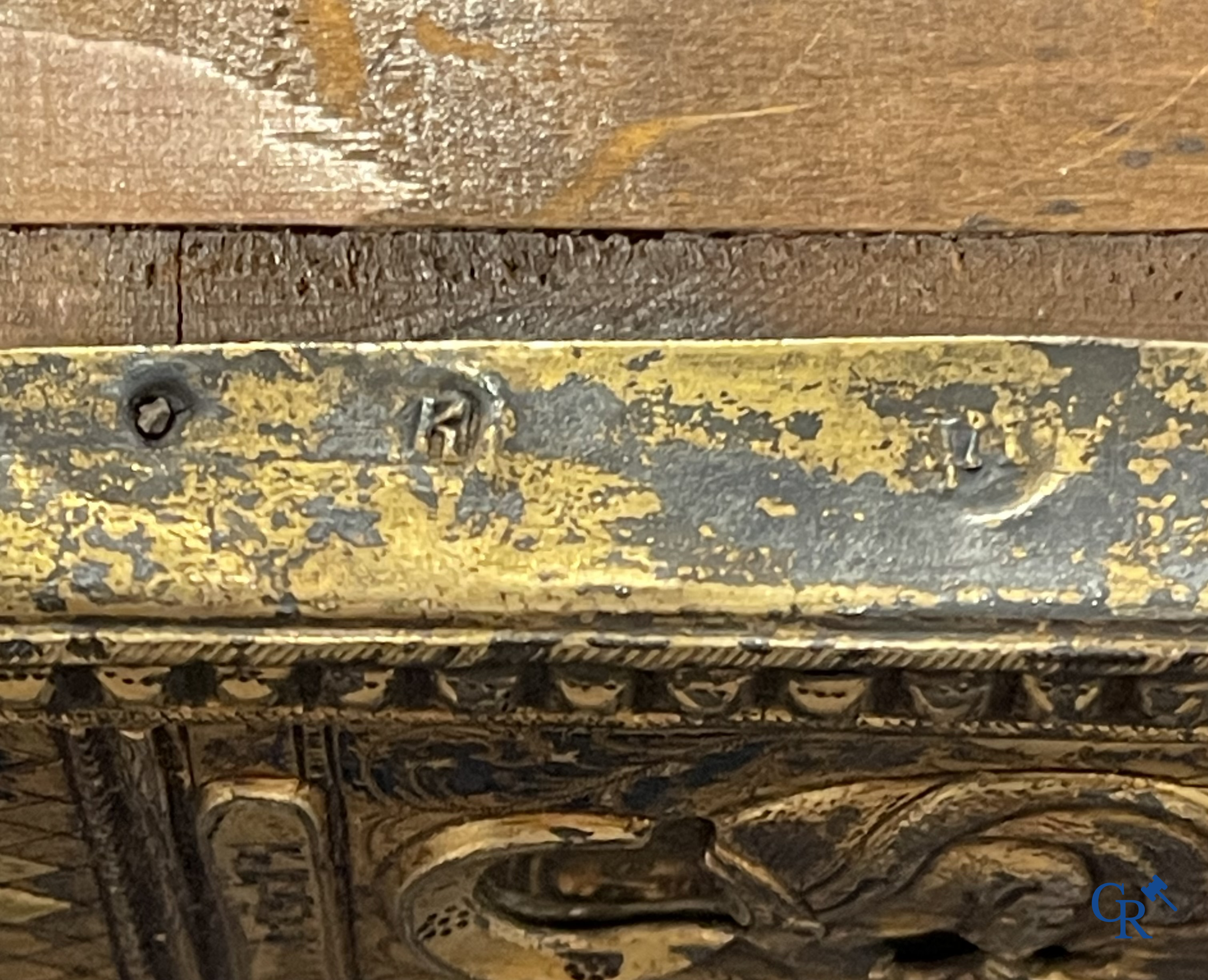 Russian work. The birth of Jesus. Important Russian icon with silver oklad. Silver grade 84 and dated 1883.