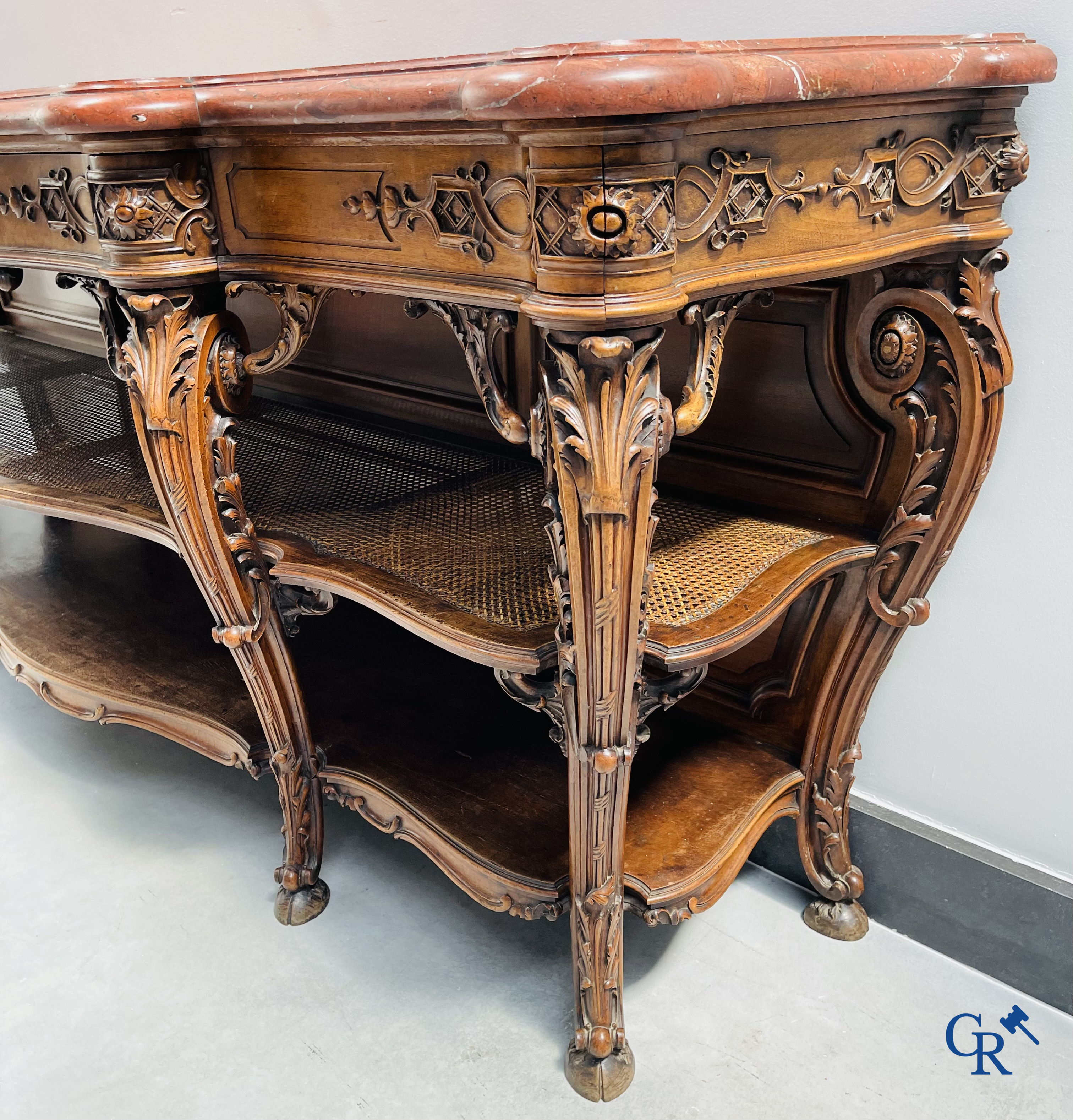 Maison Roll, 42, Rue Faubourg St. Antoine Paris. An exceptionally dessert furniture in carved walnut. LXVI style.