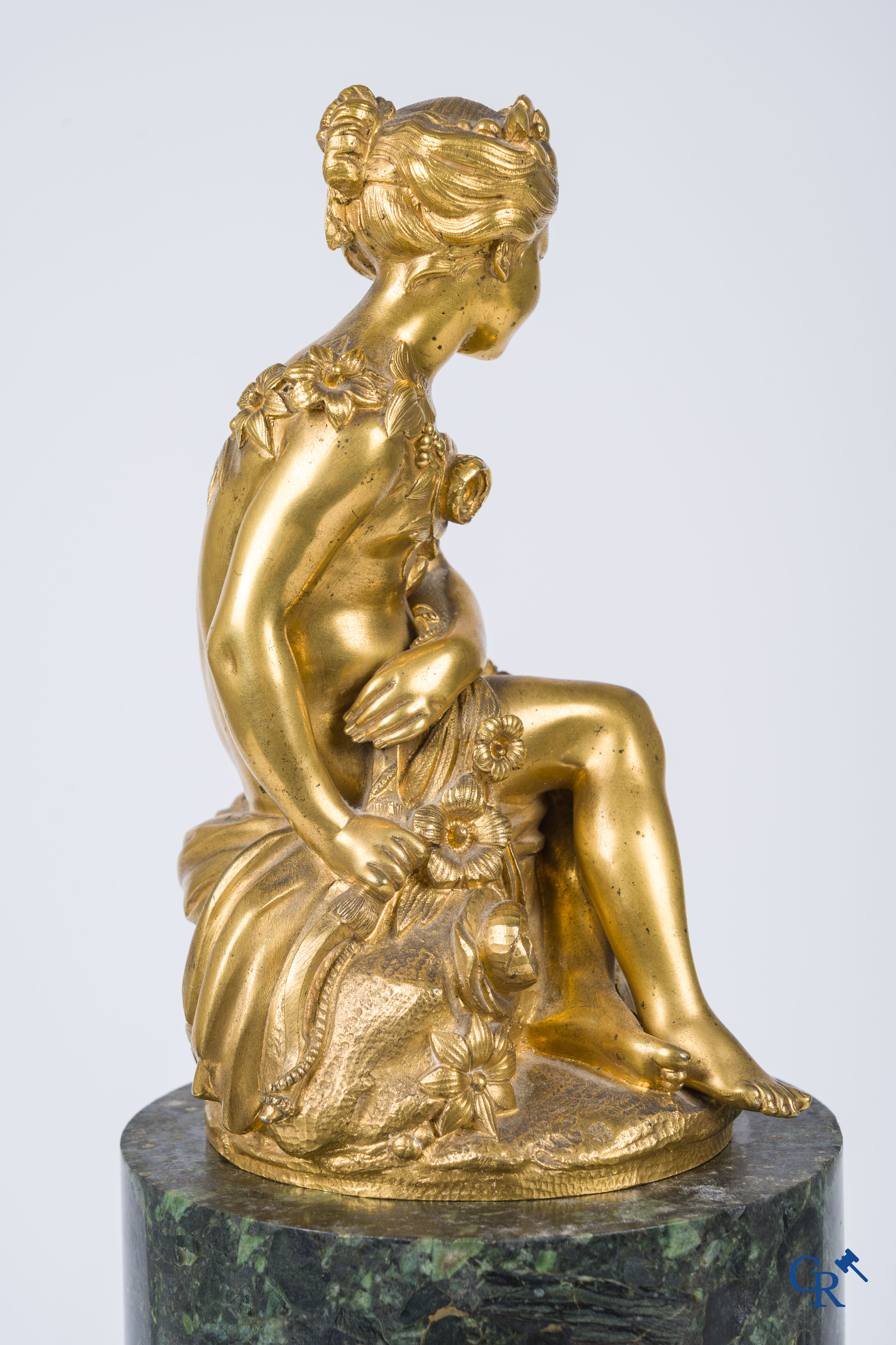 Victor Paillard. Pendule à Cercles Tournantes. Pendulum in green marble and gilded bronze. Circa 1860.