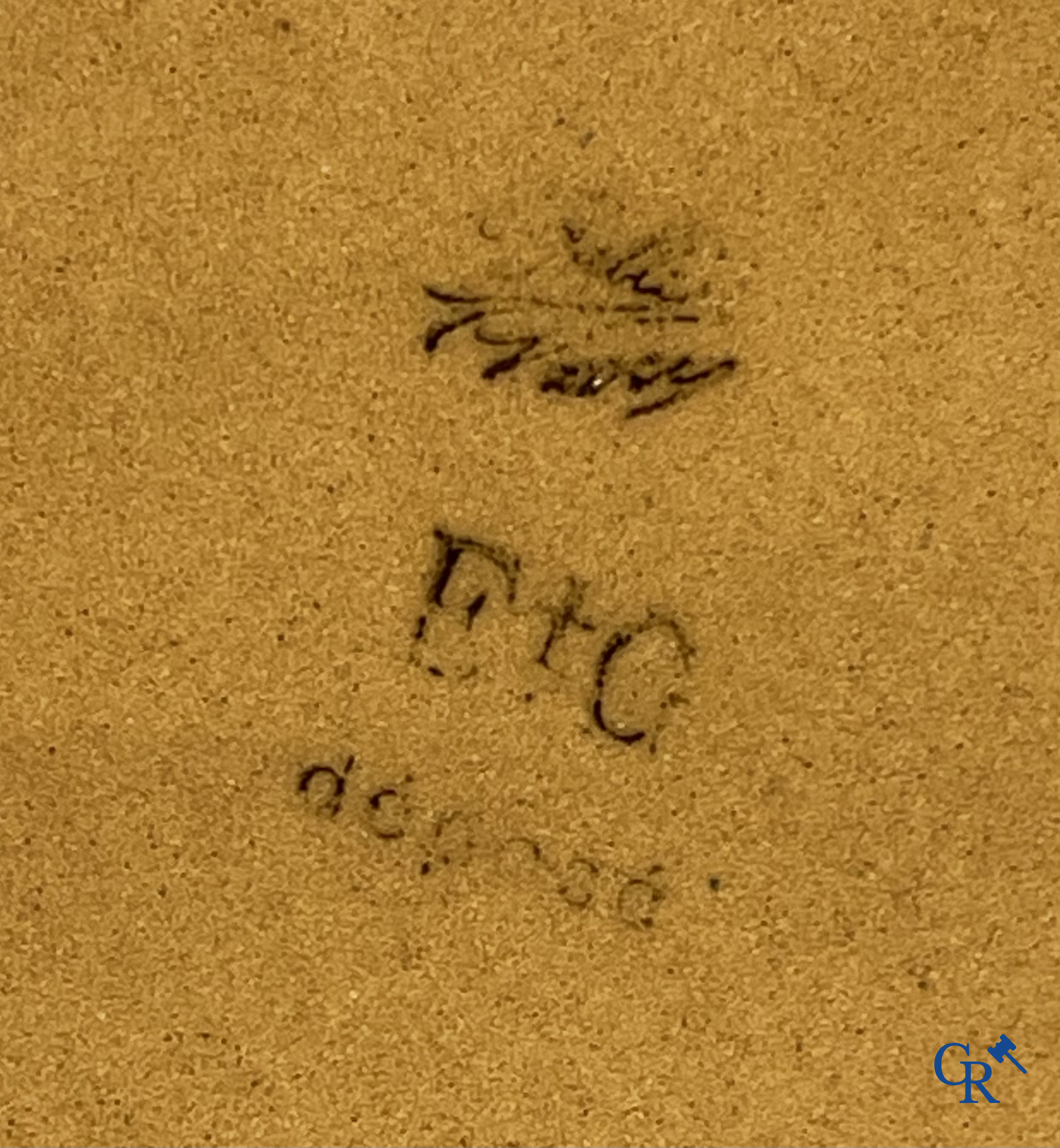 Emile Gallé Nancy, large table centrepiece in enamelled faience. Signed Gallé Nancy deposé.