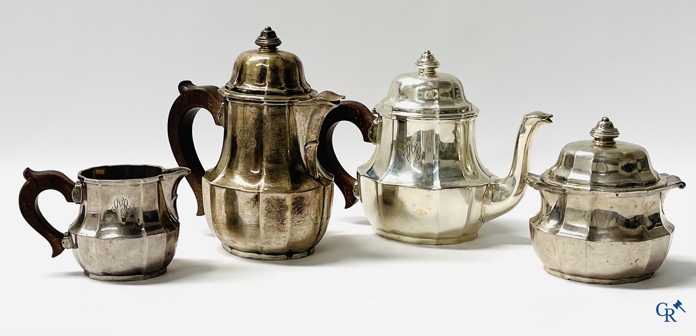 Tétard Frères, Paris. Part of a coffee and tea set in silver. Minerva head and Tétard hall marks.