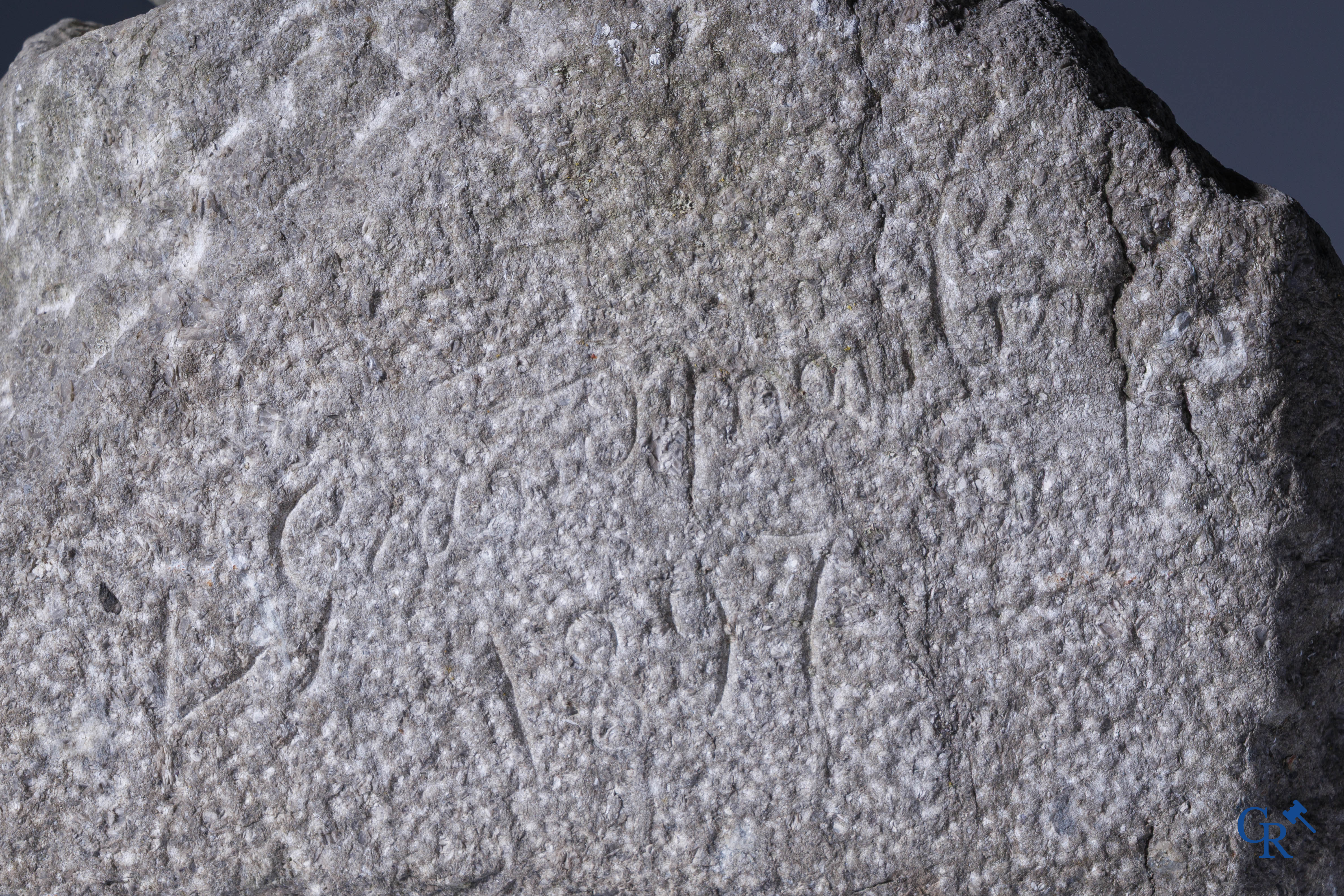 Constantin Meunier (in the manner of). Bust in carved Belgian blue stone.