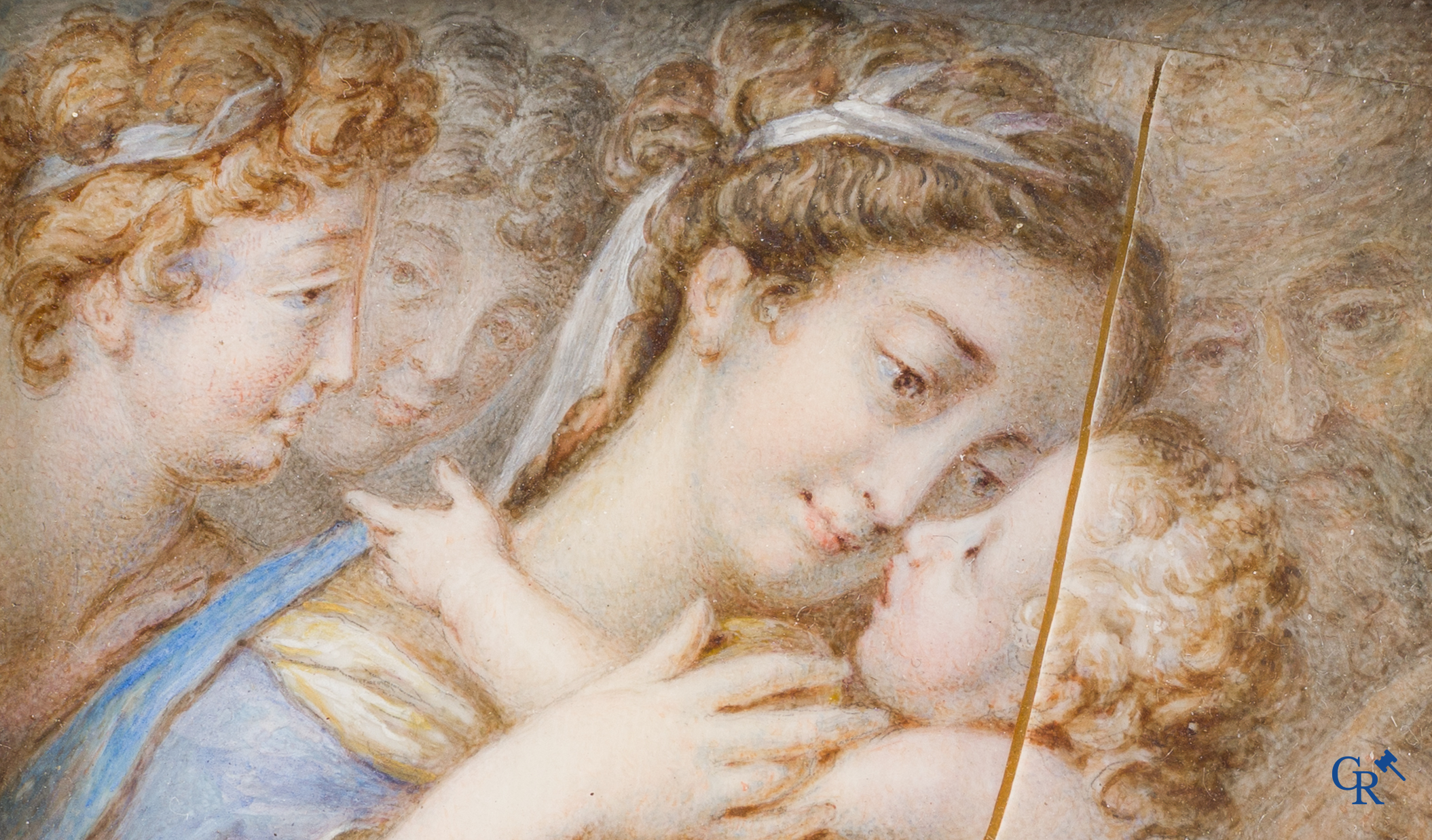 Louis Bertin Parant (1768-1851) Miniatuurschilderij op ivoor. Madonna met kind. Gesigneerd Bertin 1829.