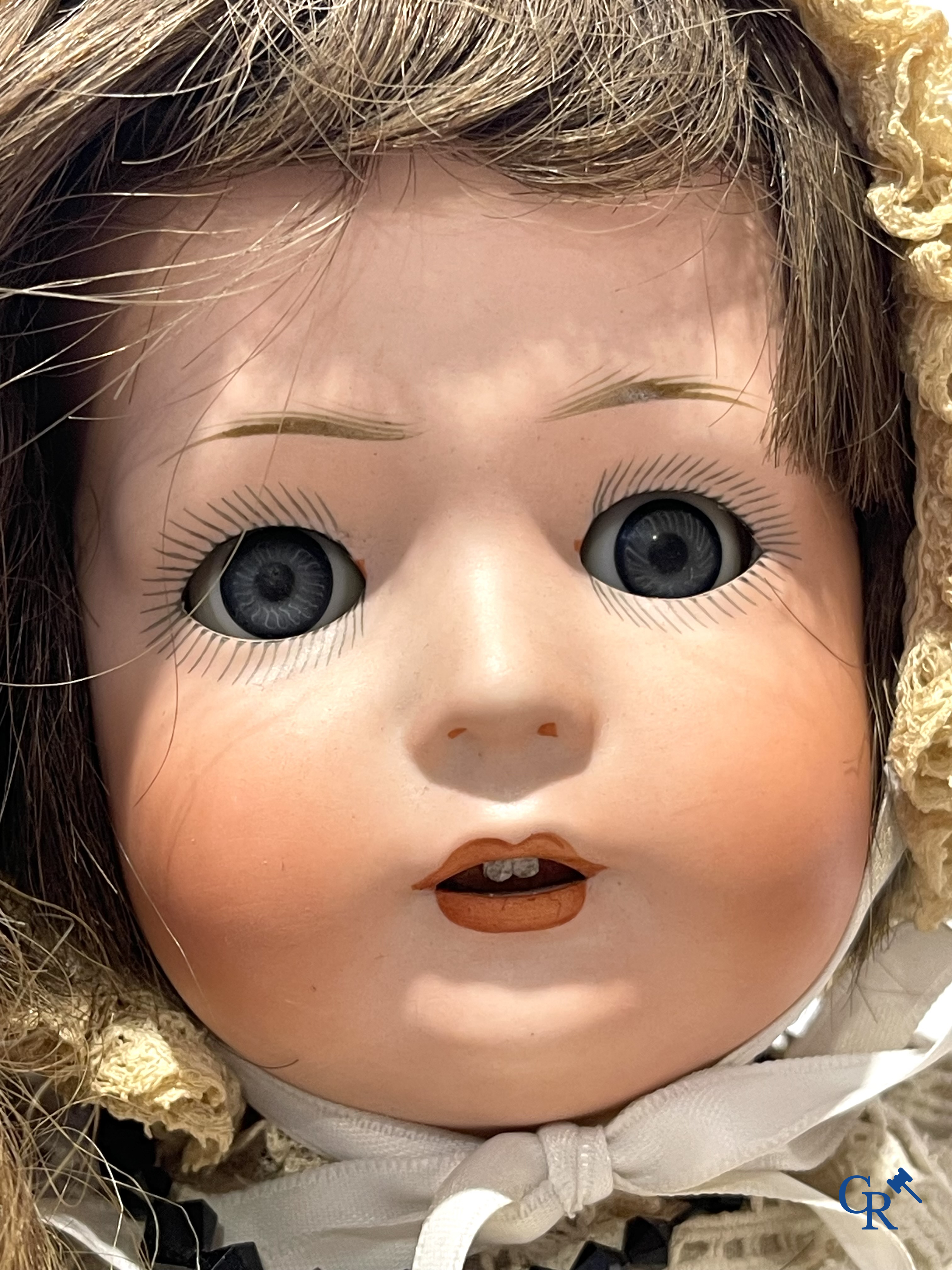 Old toys, a lot of 3 antique dolls with porcelain heads.