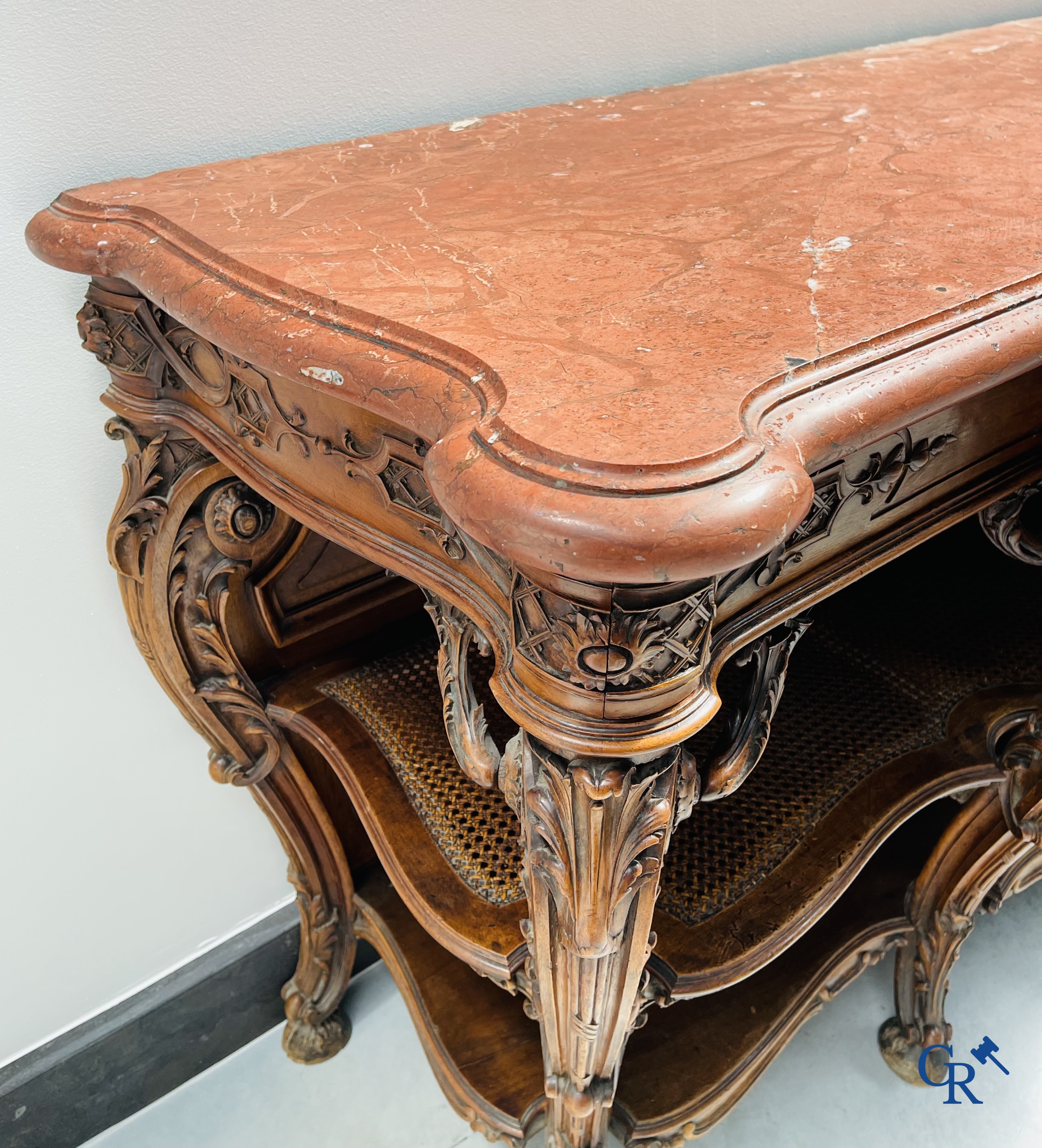 Maison Roll, 42, Rue Faubourg St. Antoine Paris. An exceptionally dessert furniture in carved walnut. LXVI style.