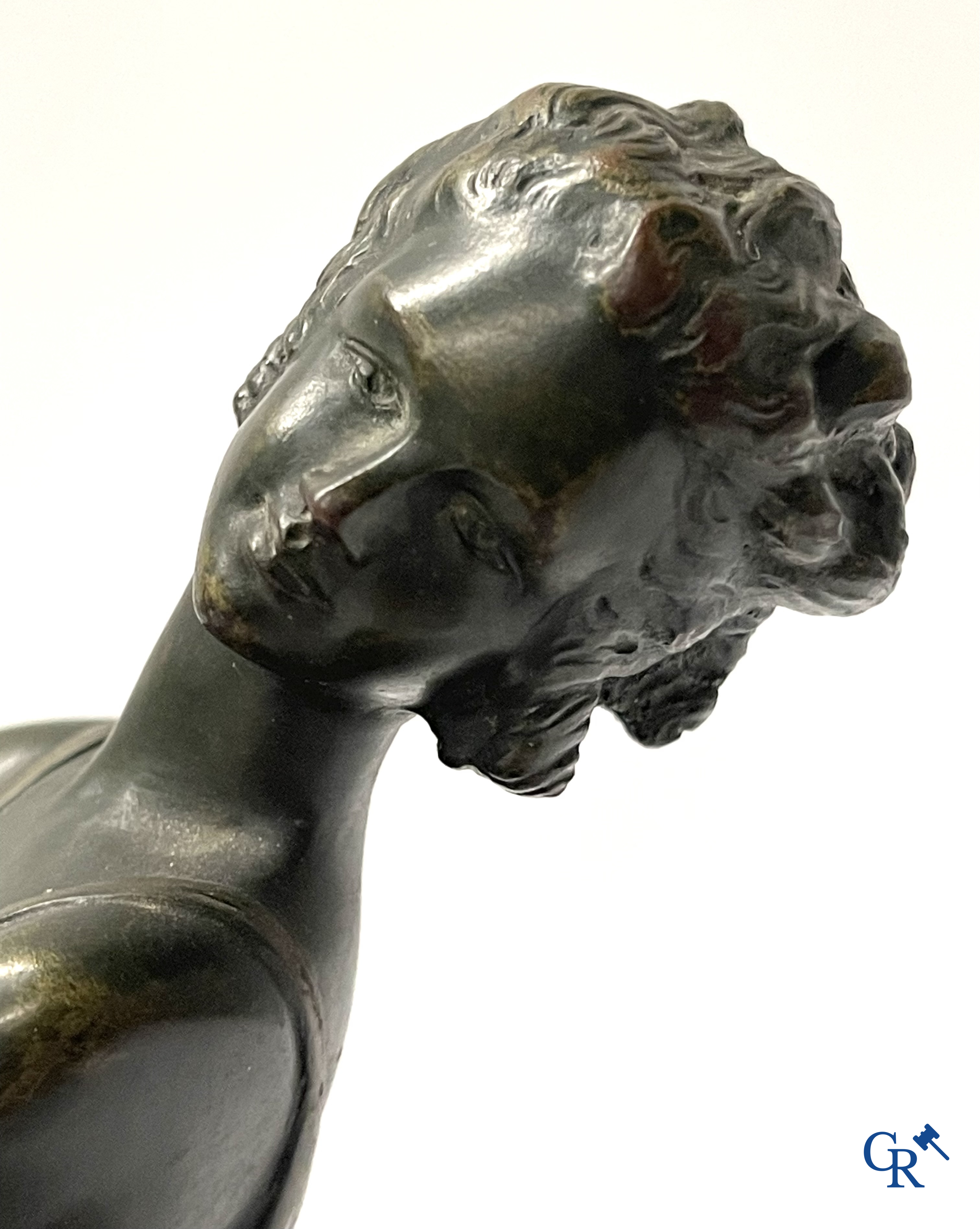 Art Deco, André Gilbert. Table center piece in bronze and onyx. Foundry LN Paris JL. Circa 1930.