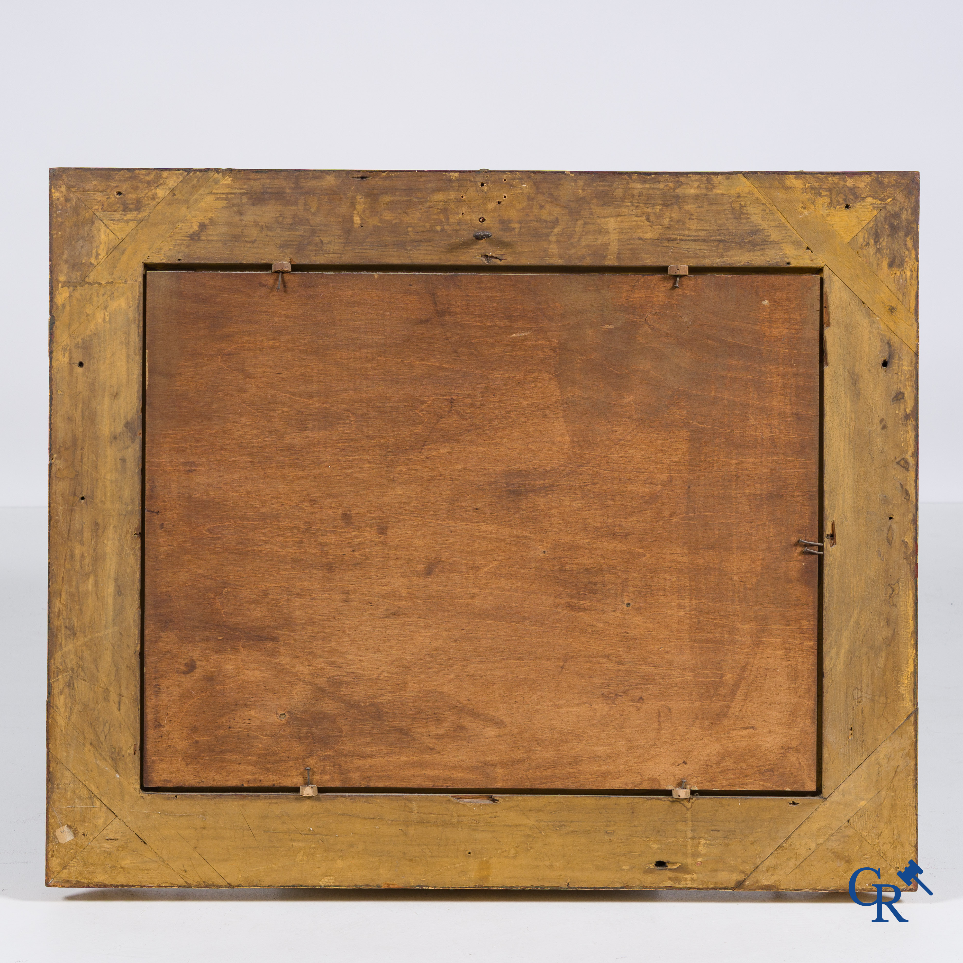 Smets Louis (1840-1896) Polder landscape with characters on a sloop. Oil on mahogany. Signed lower right.