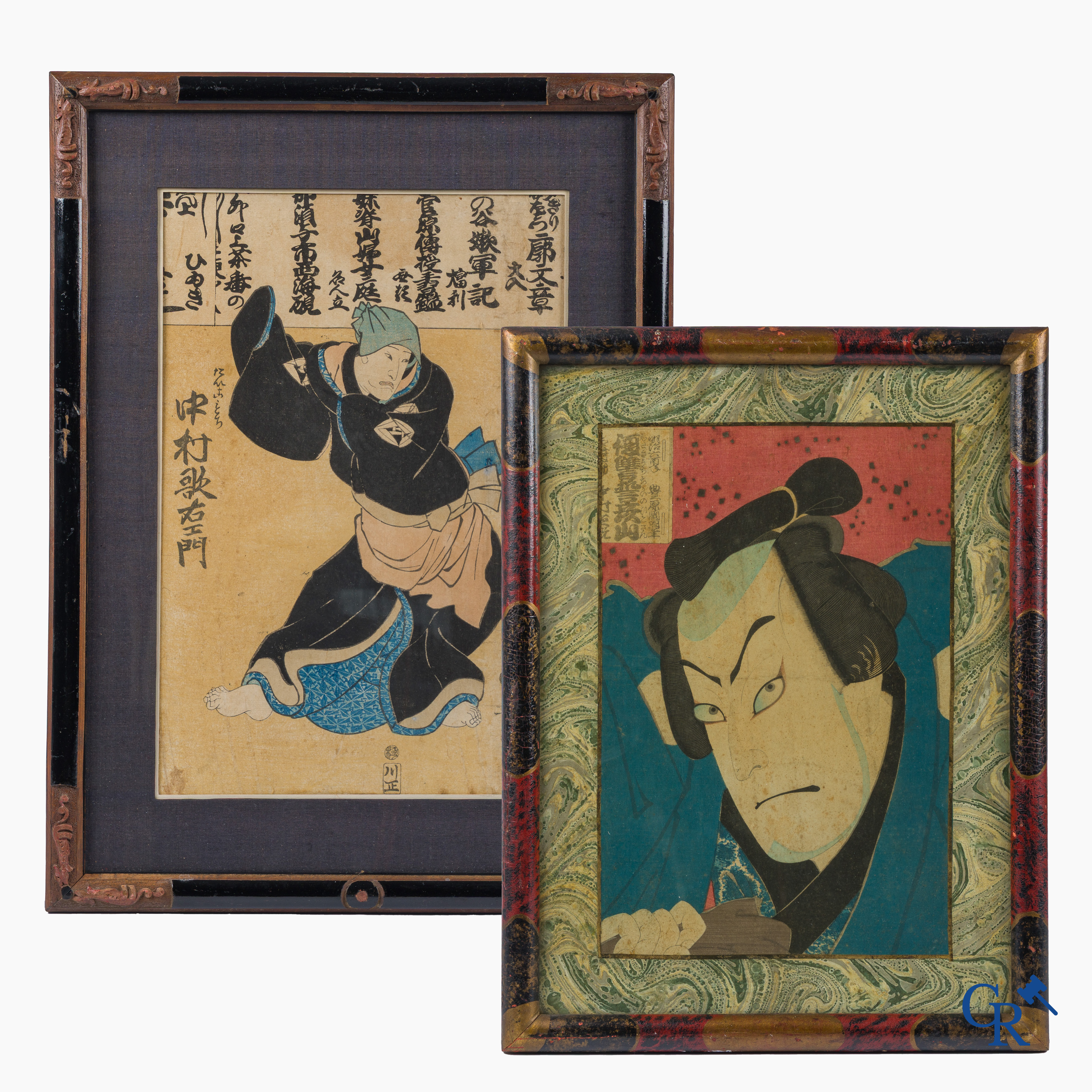 Aziatica. 2 Japanese houtsnedes, 18e-19e eeuw.