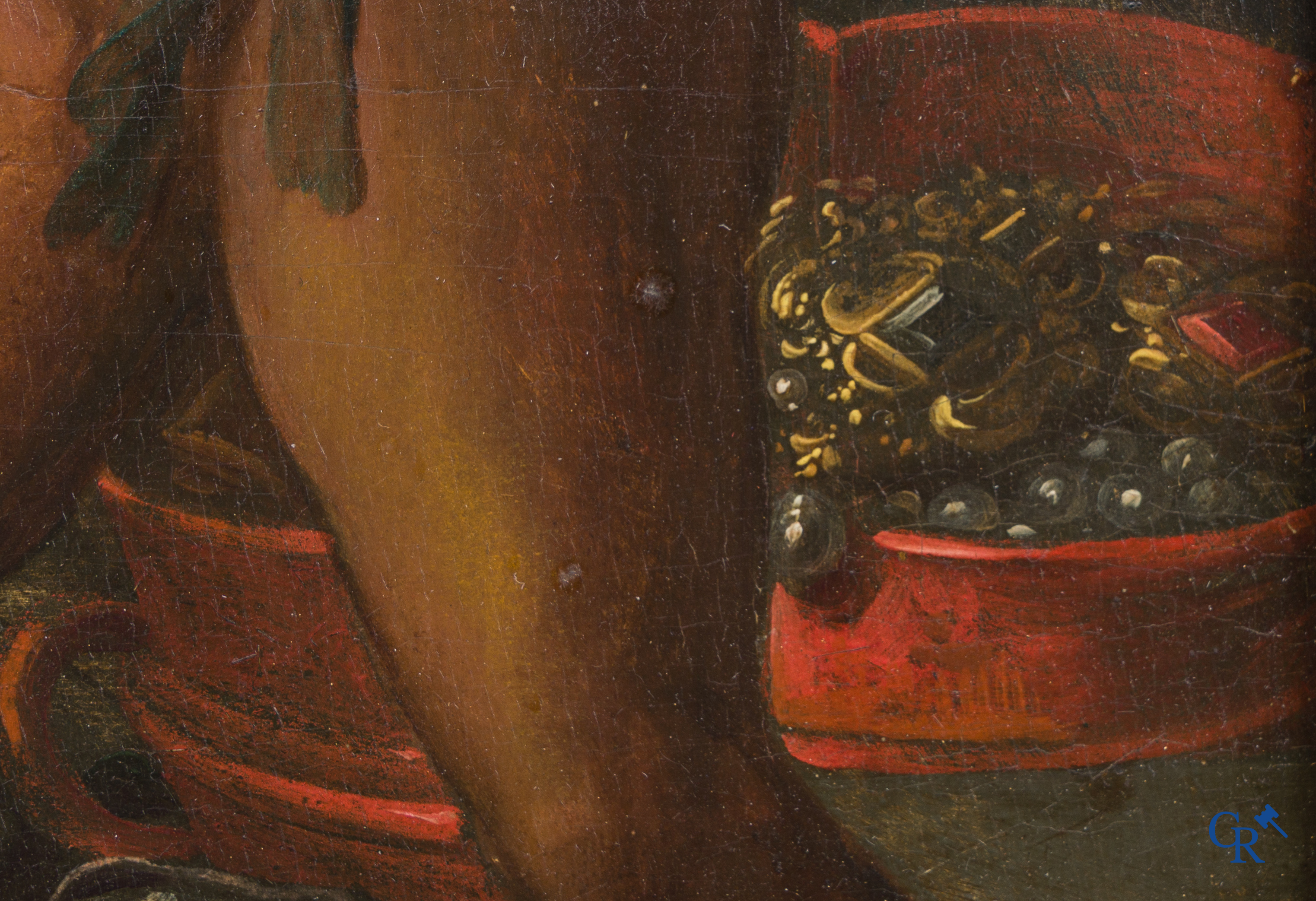 Schilderij, olie op paneel. Fragment van een groter schilderij. 17e eeuw.