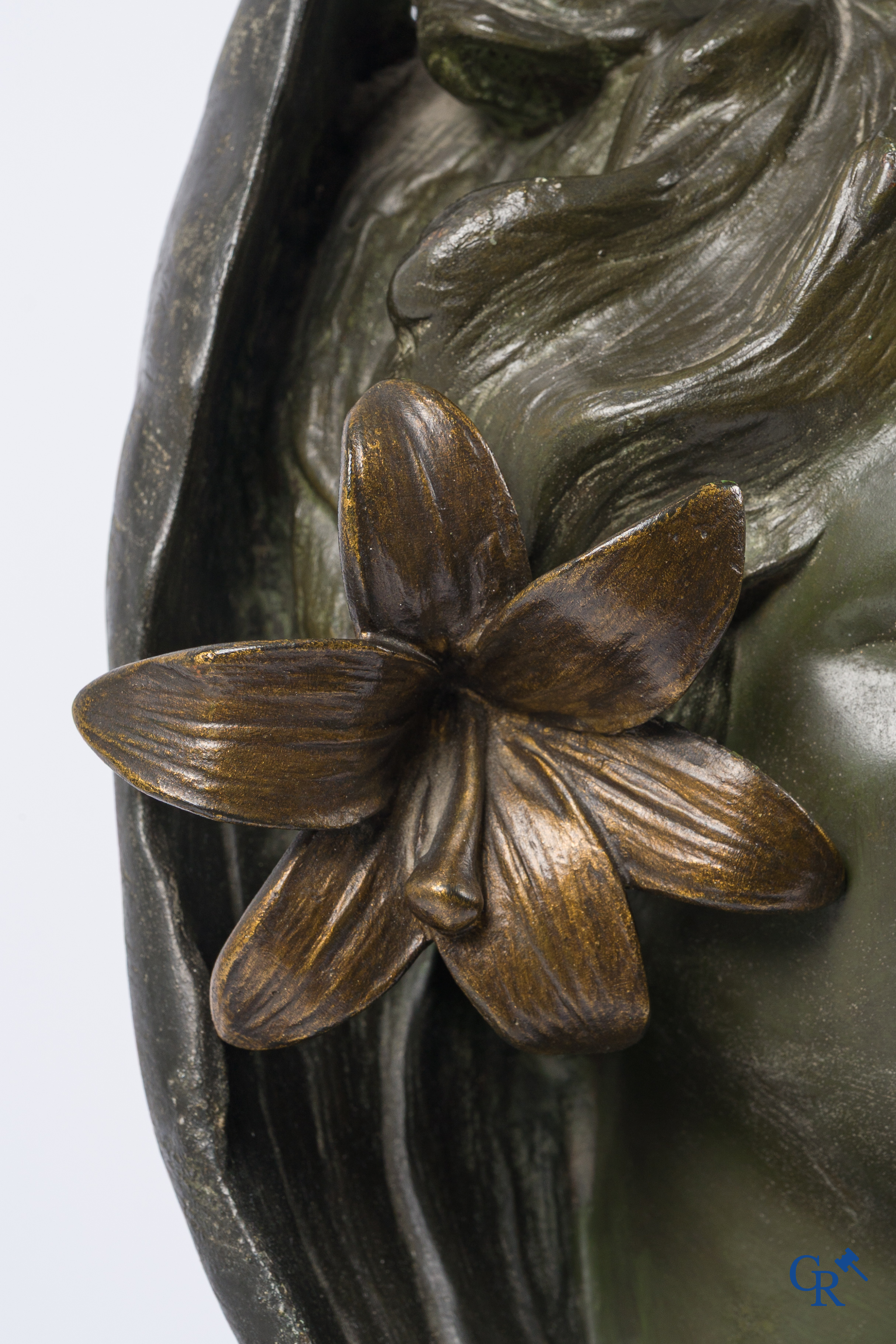 Antoine Joseph Van Den Kerckhove. Bust of Sarah Bernhardt in patinated bronze and metal.