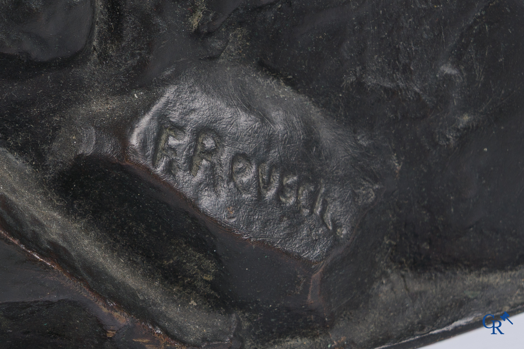 Friedrich Johann Reusch (1843-1906) Bronze, mineur Siegerland consultant un minéral de fer.