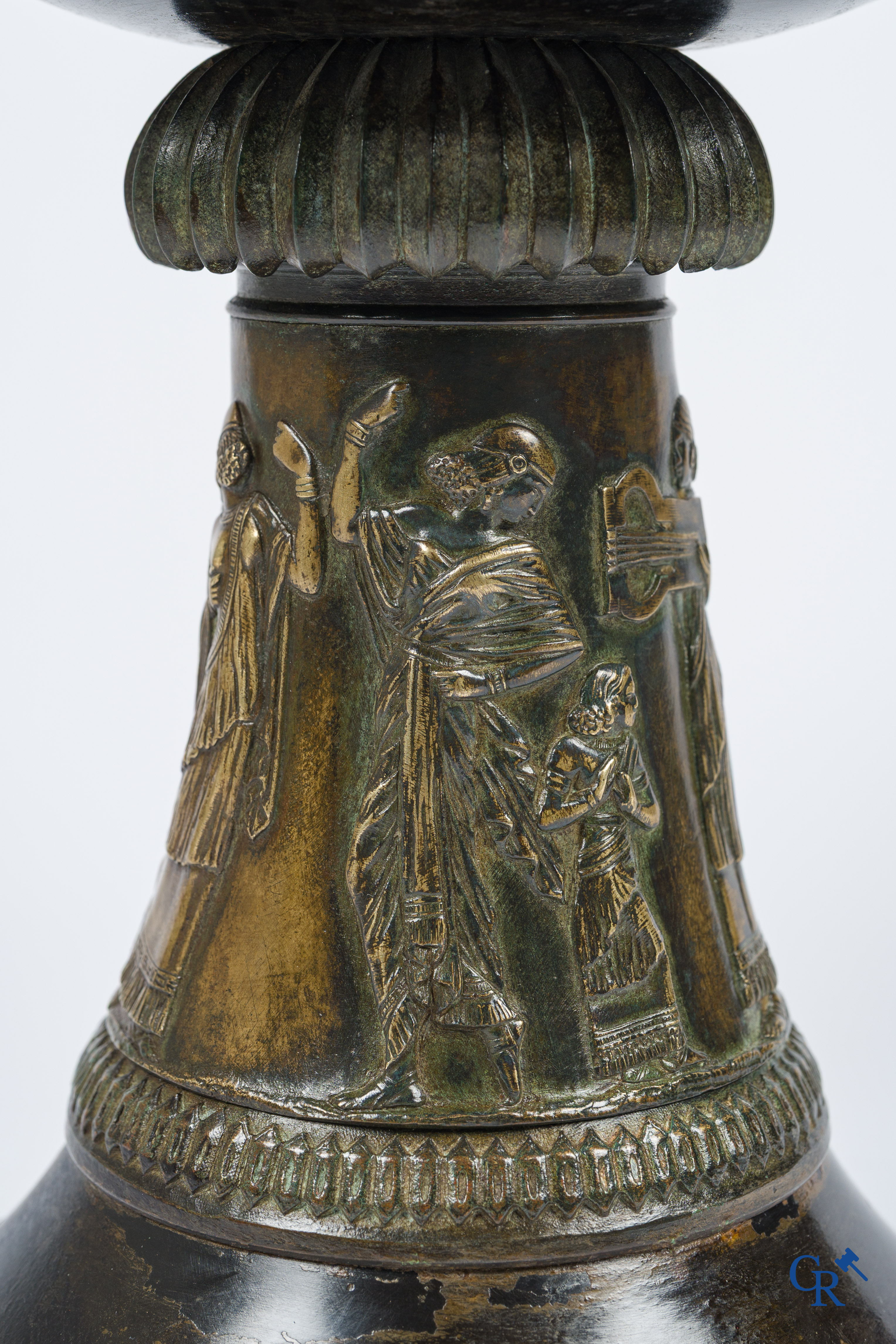 Charles Stanislas Matifat (1820-1875) Bronze Kylix-shaped vase with Lamassu handles. France circa 1860.