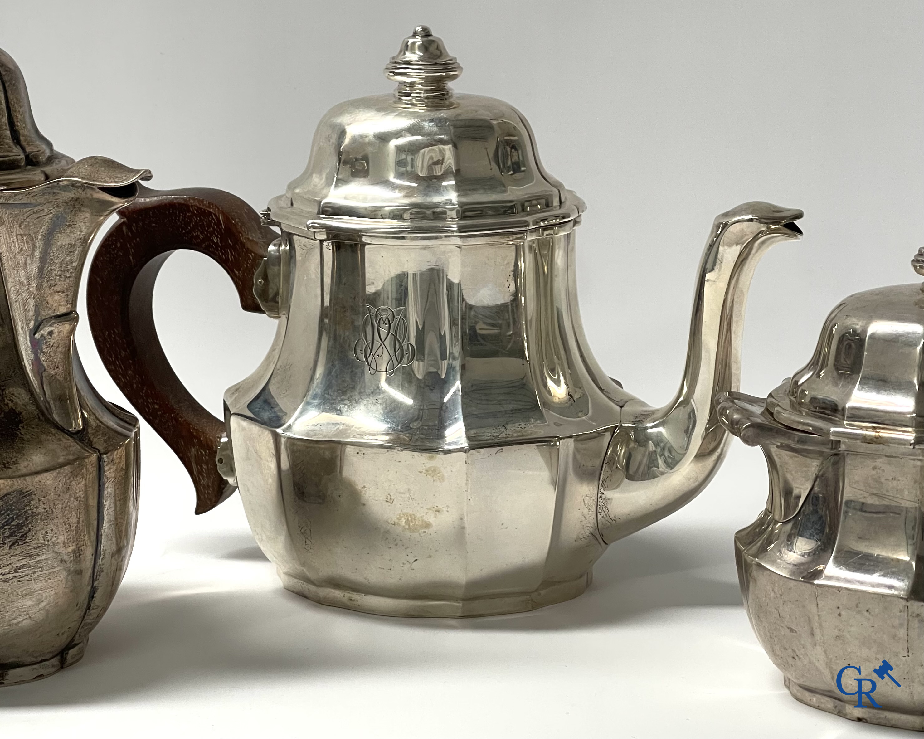 Tétard Frères, Paris. Part of a coffee and tea set in silver. Minerva head and Tétard hall marks.