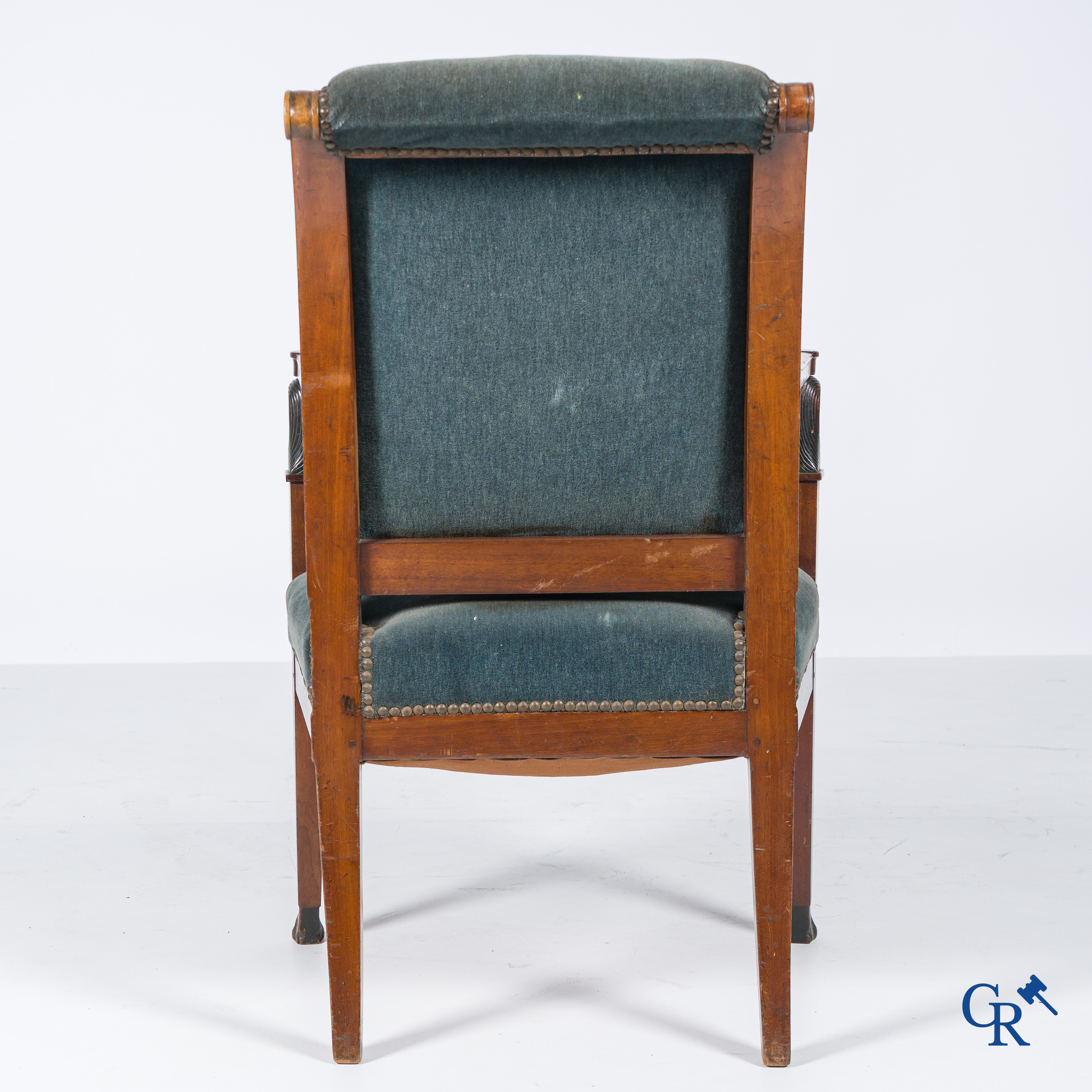 Empire. An office chair in mahogany, Retour d'Egypt style. Empire period, circa 1815.