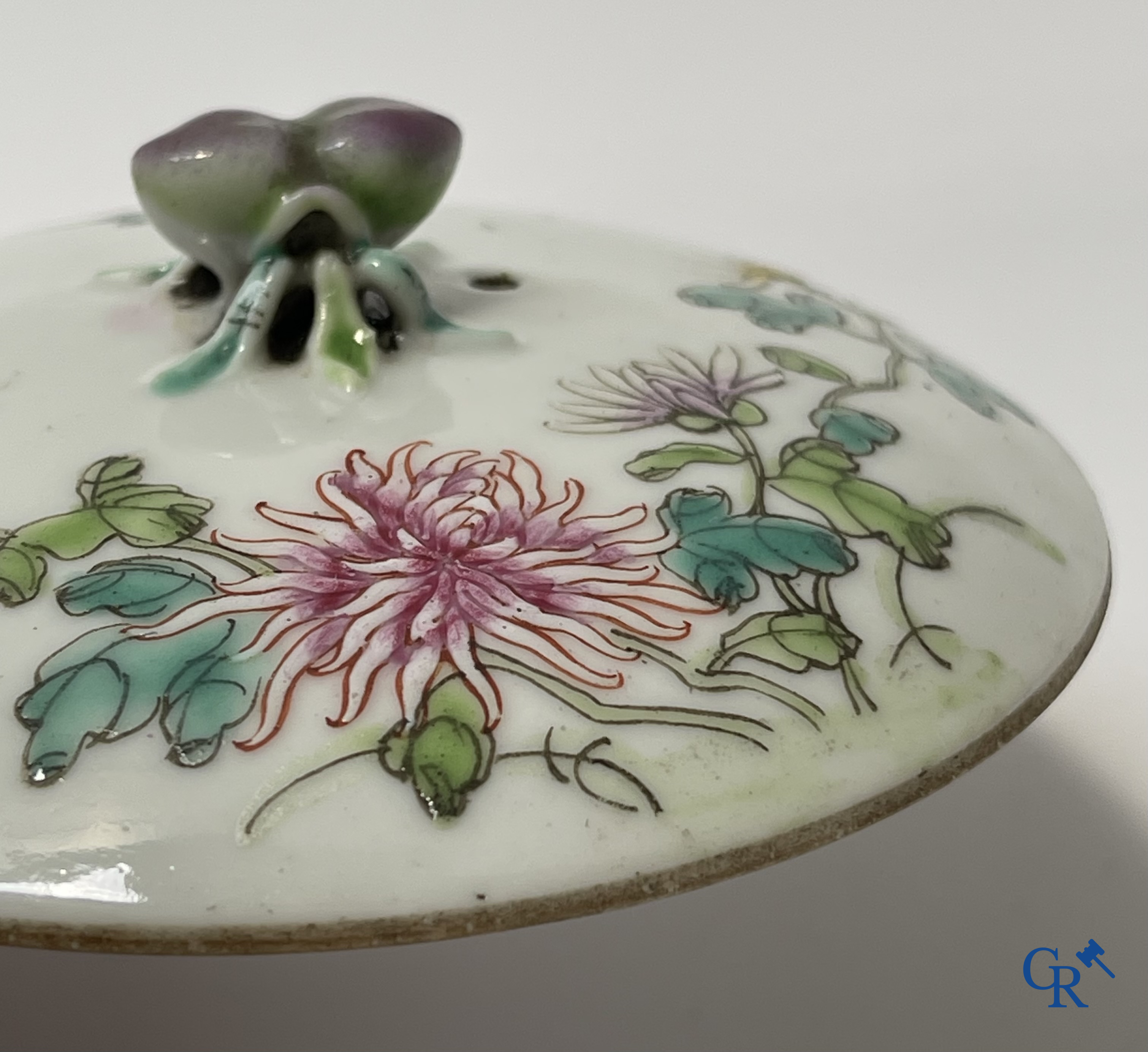 Asian Art, A finely painted Chinese teapot with floral decor. Marked.