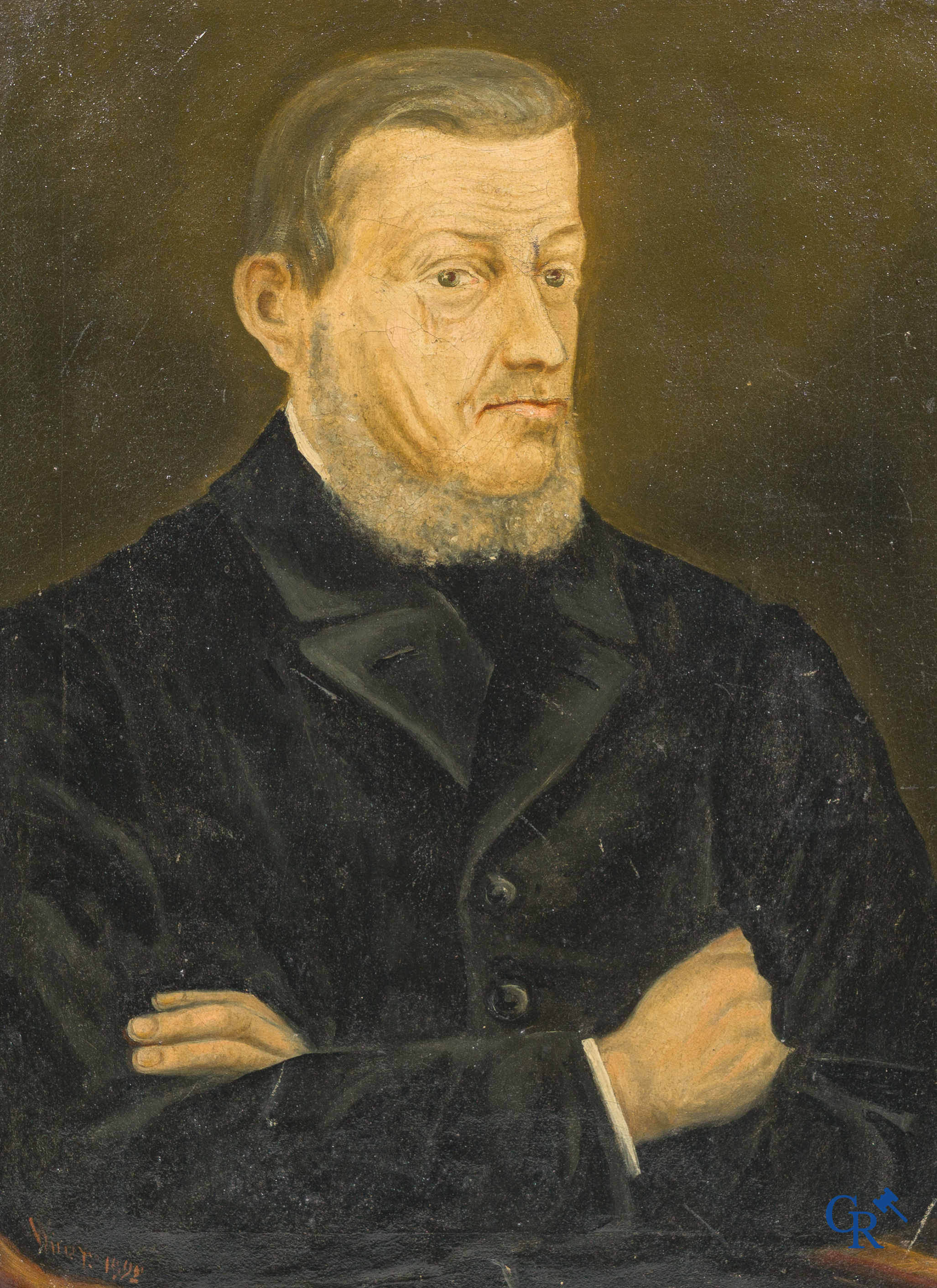 Paintings. 2 portrait paintings in gilded frames. 19th century.