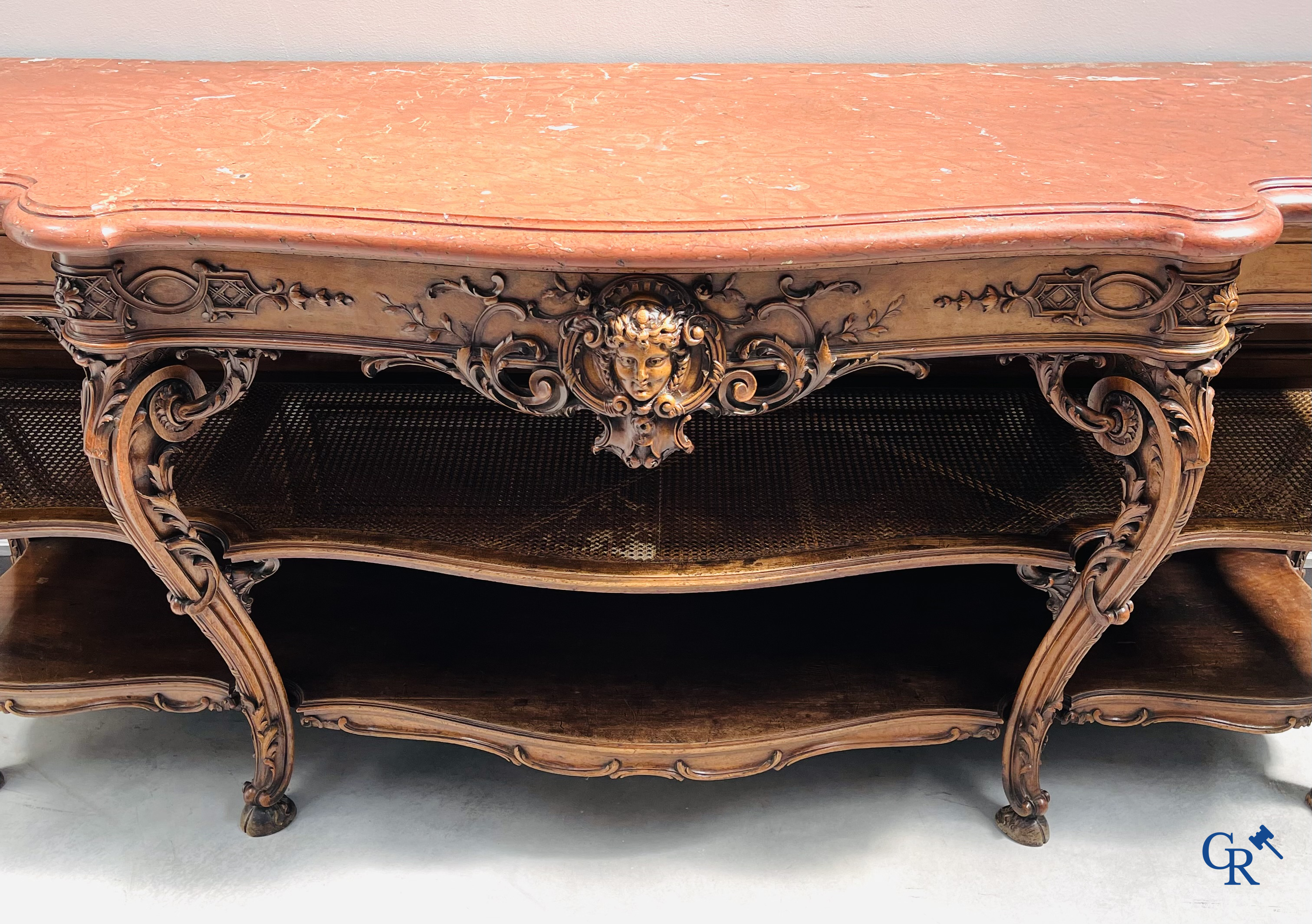 Maison Roll, 42, Rue Faubourg St. Antoine Paris. An exceptionally dessert furniture in carved walnut. LXVI style.