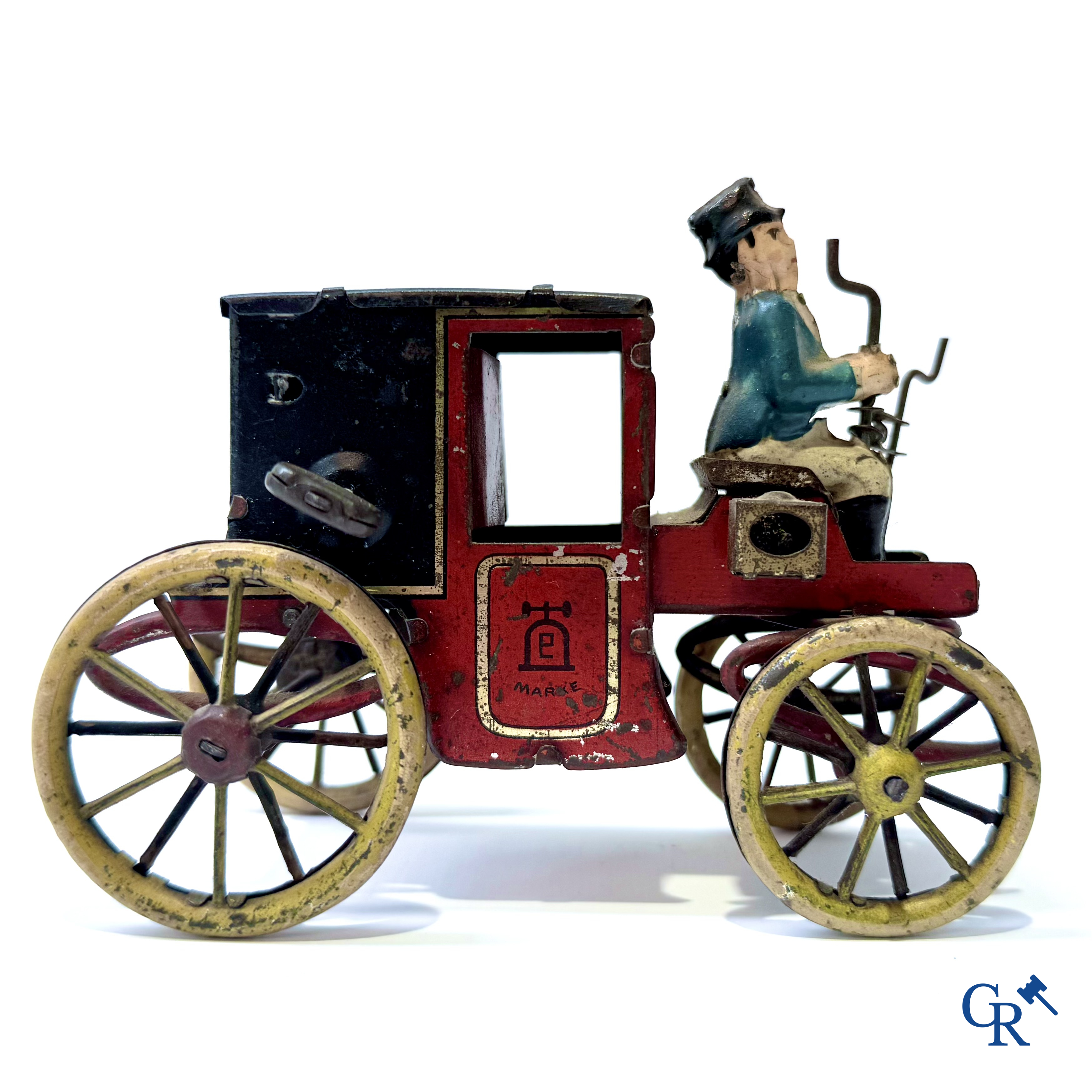 Lehmann, "Motor Kutsche" mechanisch speelgoed in beschilderd blik. Duitsland circa 1906.