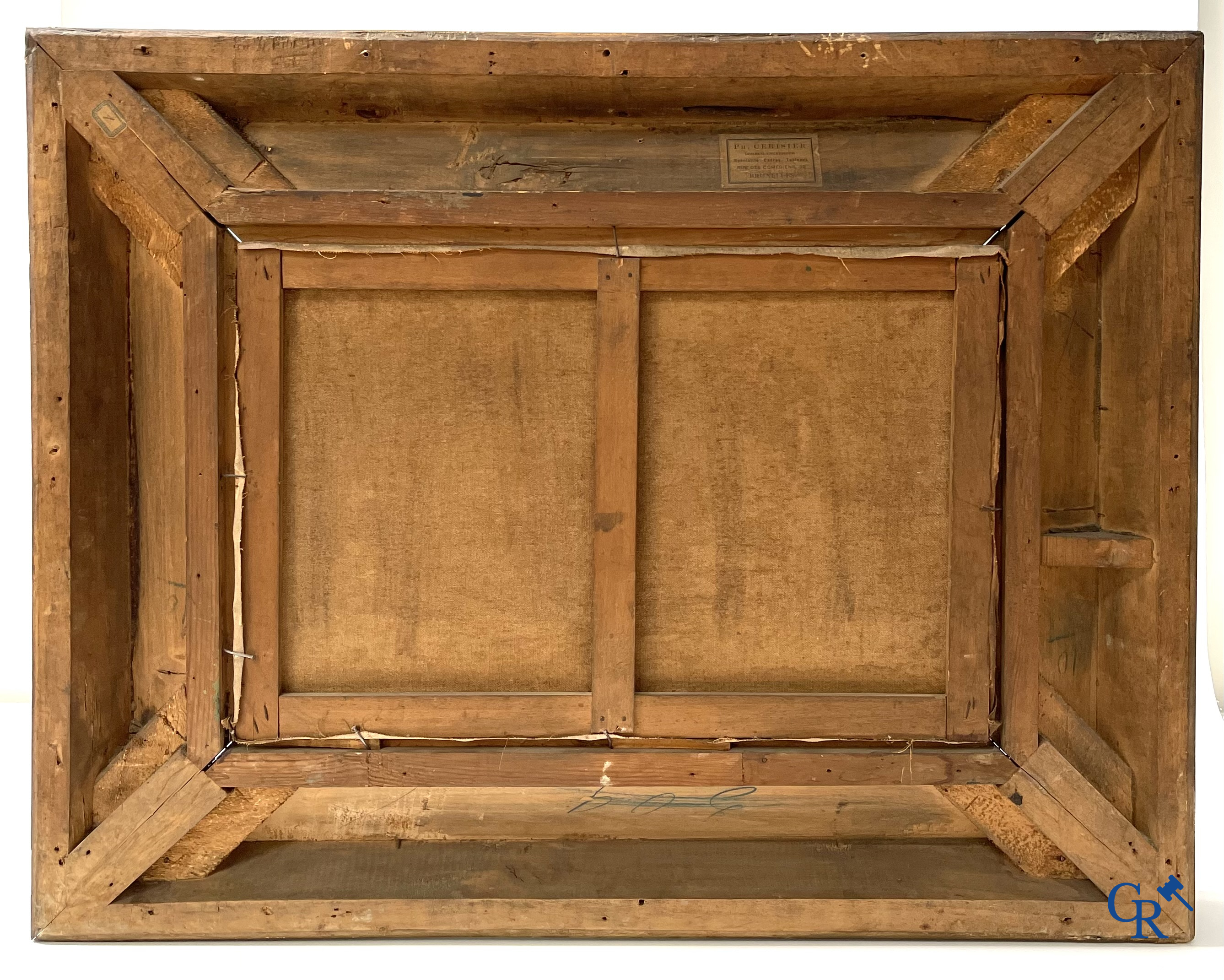 Gustave Halbart (1846-1913) Forest path with characters. Painting, oil on canvas in an imposing frame. Signed lower right.