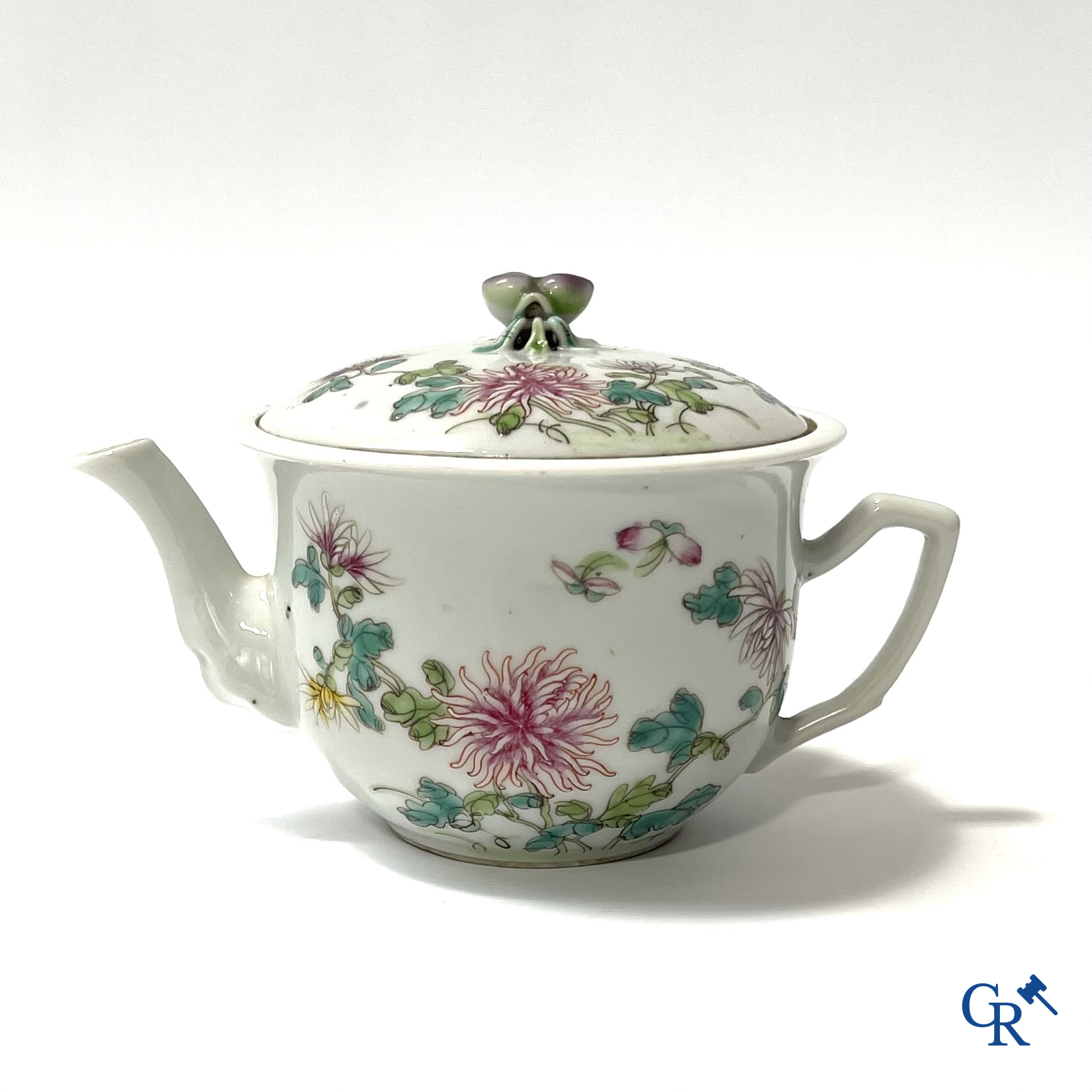 Asian Art, A finely painted Chinese teapot with floral decor. Marked.
