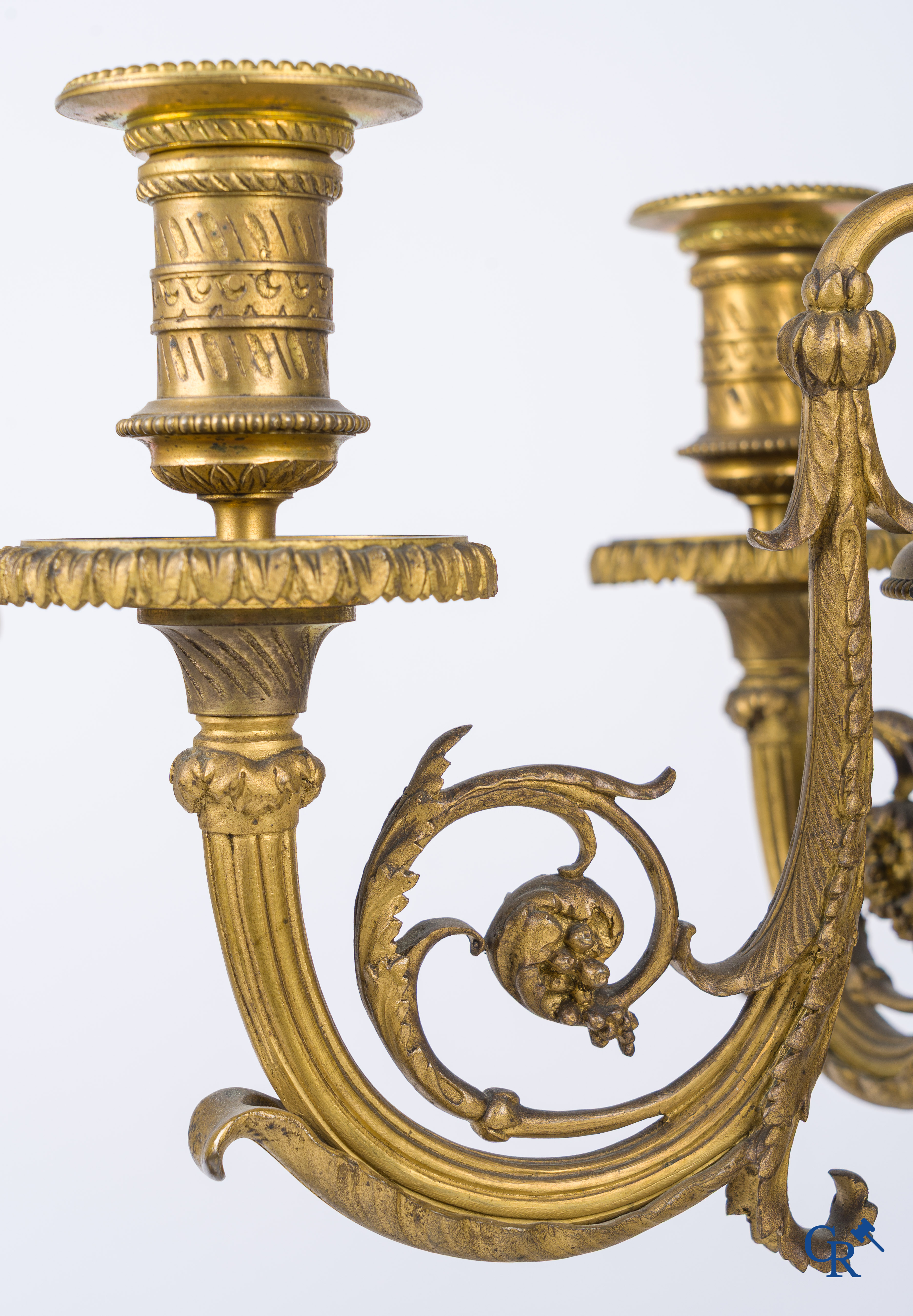 Asian Art, A pair of bronze candlesticks with finely crafted Oriental vases with dragons, circa 1880.