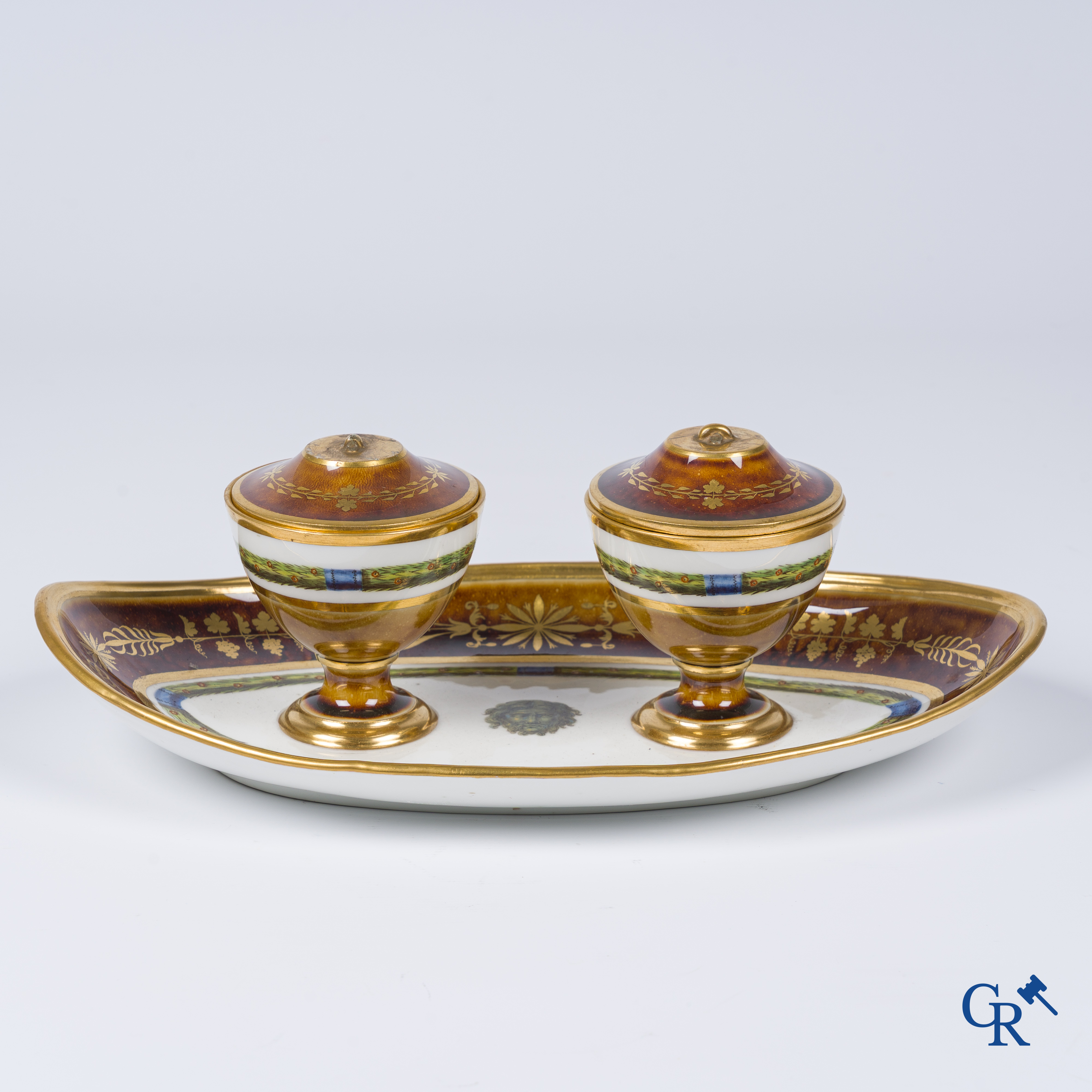 Manufacture nationale de Sèvres. Oval Sèvres tortoiseshell-ground form piece. Consulate, circa 1802.